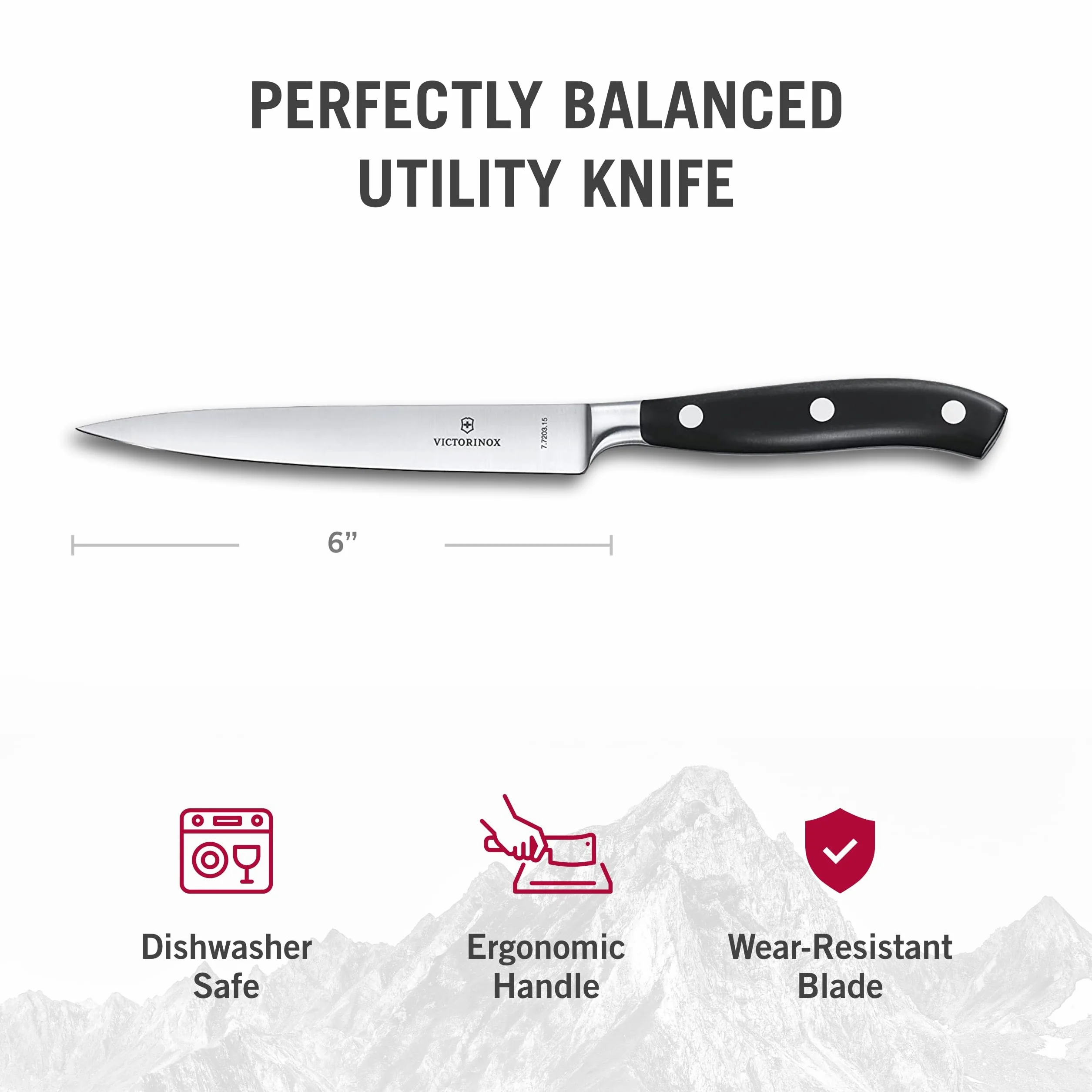 Victorinox, 7.7203.15G, Grand Maître, Tranchiermesser, Extra scharfe Klinge, mit geradem Schliff, robuster Kunststoff-Griff, Schwarz, Spülmaschinengeeignet