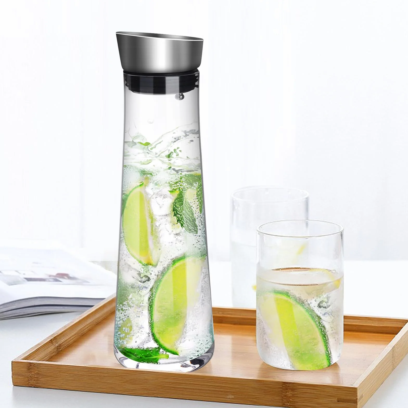 Karafka szklana do wody 1000ml z wieczkiem