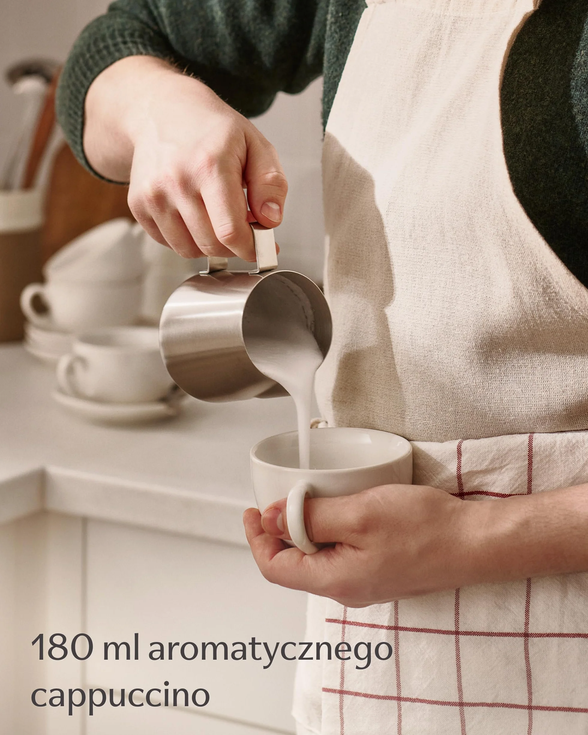 Zestaw Filiżanek Cappuccino 6 Sztuk Białe Ceramiczne 180ml