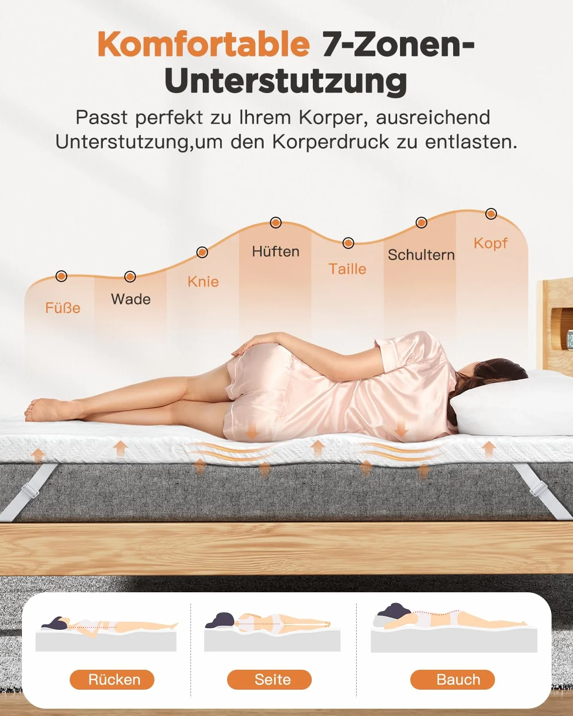 MISSCOZY Materac wierzchni 180 x 200 cm, wysokość 9 cm, nakładka na materac H2 i H3 z pianki żelowej z pamięcią kształtu, certyfikat Öko-Tex, do łóżka kontynentalnego, przyczepy kempingowej, sofy do