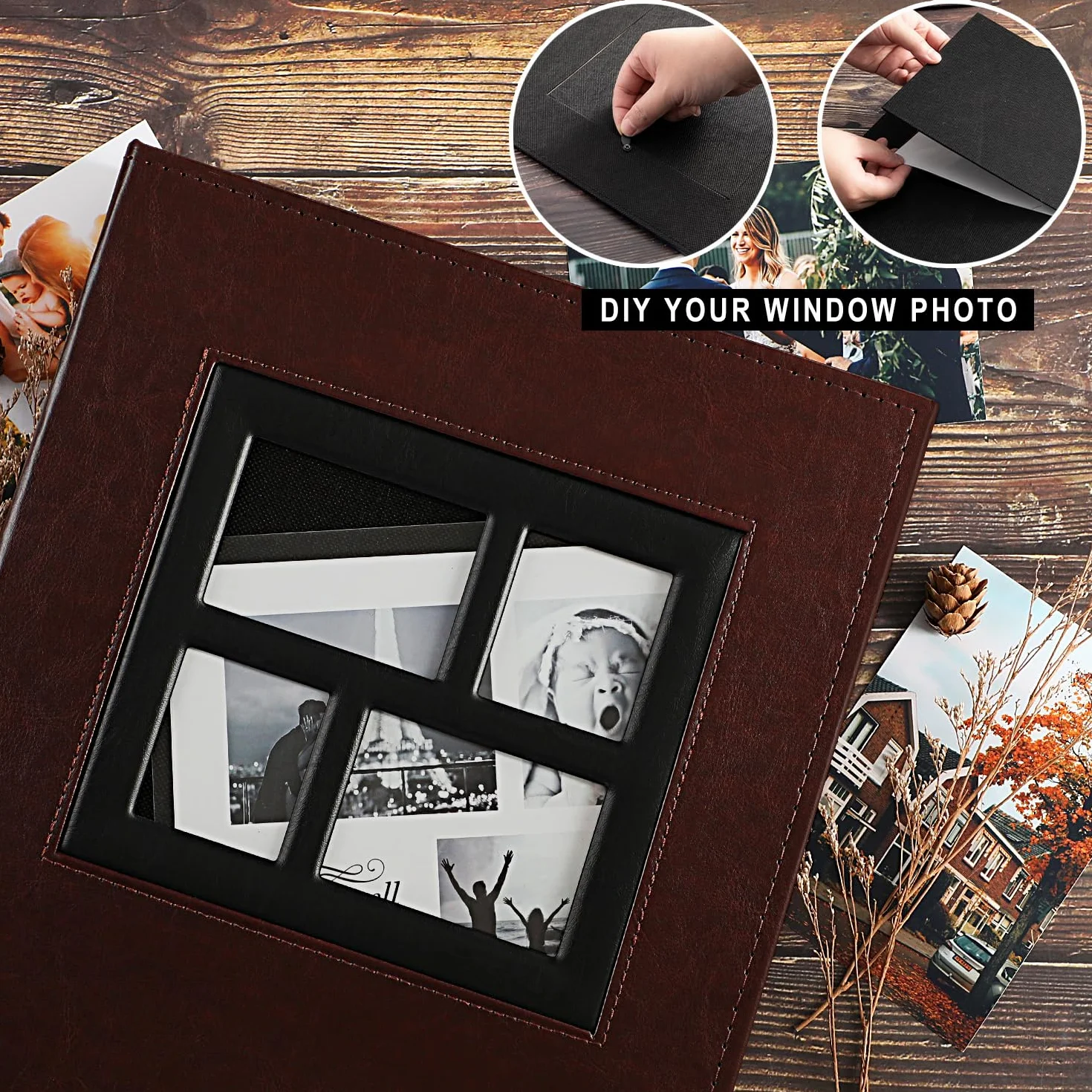 Album fotograficzny 10x15 500 kieszeni skóra vintage brązowy