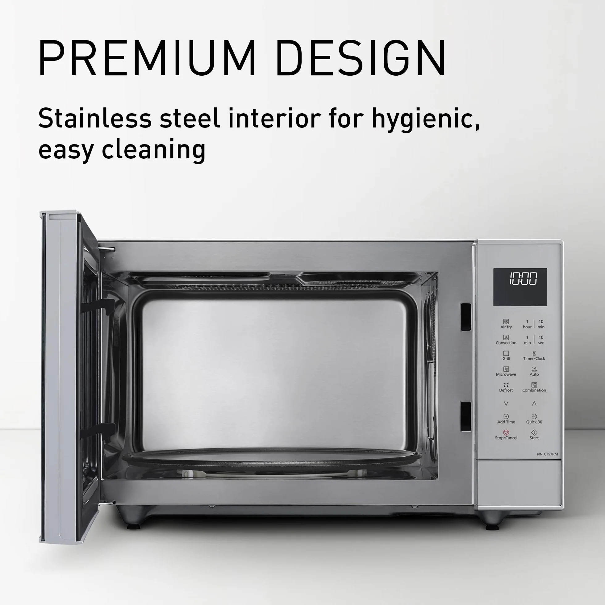 Panasonic NN-CT57RMEPG 27L 4-w-1 kuchenka mikrofalowa kombinowana falownik z frytkownicą powietrzną, 1000 W, 19 programów samochodowych, grill konwekcyjny, kompaktowa konstrukcja, oszczędność miejsca