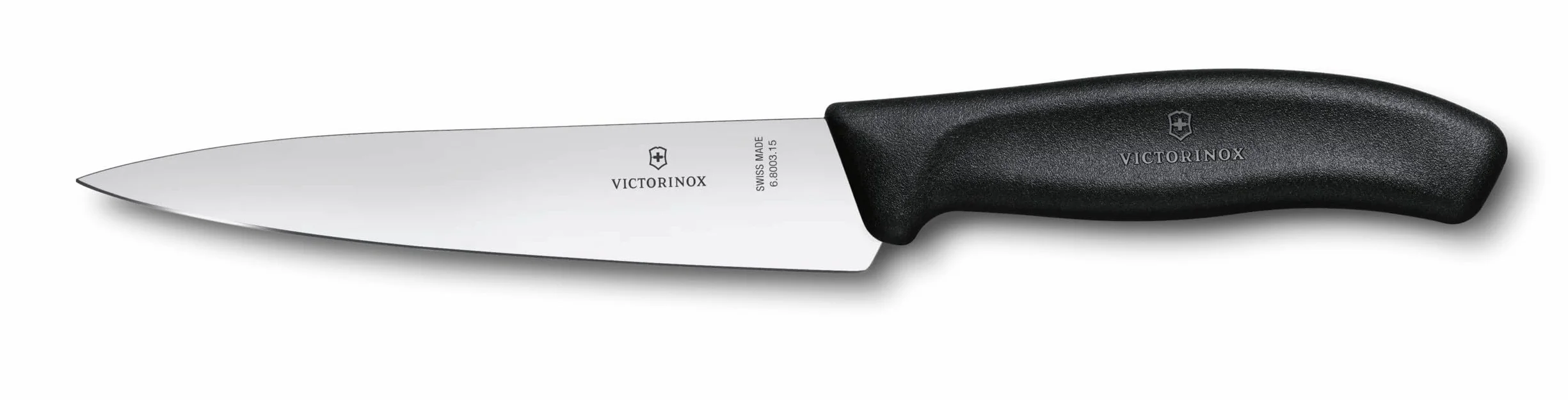 Victorinox, 6.8003.15B, Swiss Classic, Tranchiermesser, Extra scharfe Klinge, mit geradem Schliff, robuster Kunststoff-Griff, Schwarz, Made in Switzerland, Spülmaschinengeeignet