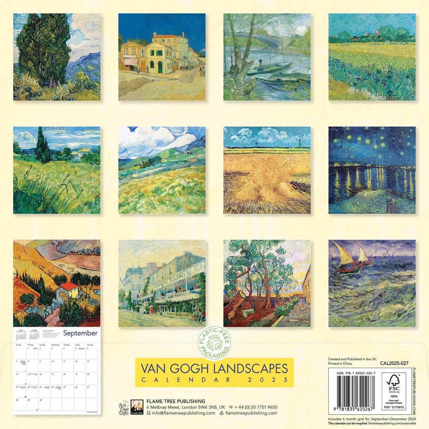 Vincent van Gogh Landscapes Wall Calendar 2025 (Art Calendar): Original Flame Tree Publishing-Kalender [Kalender]