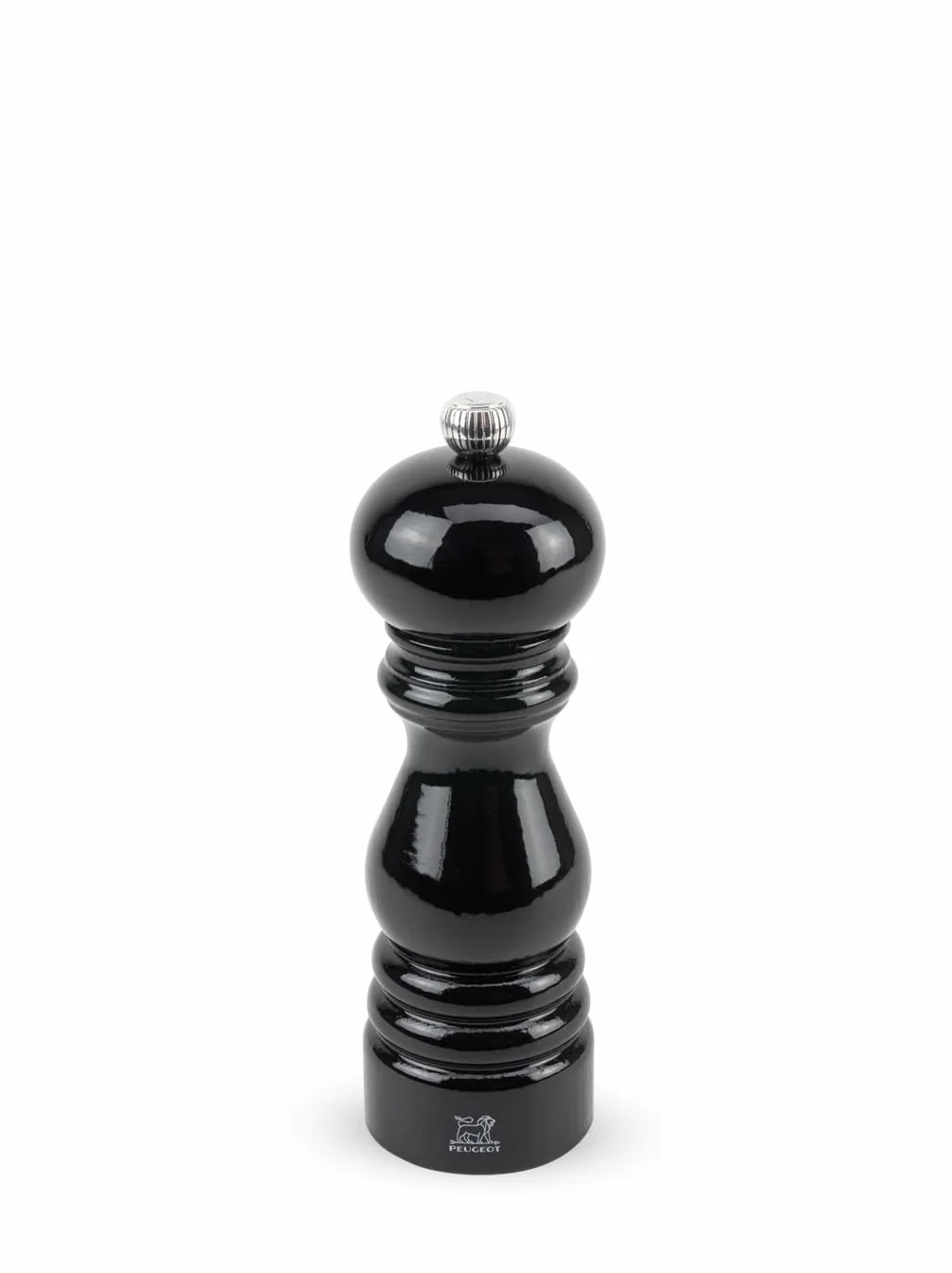 Peugeot Ręczny młynek do soli Paris - regulowany młynek - drewno bukowe, czarny połysk, 18 cm Made in France