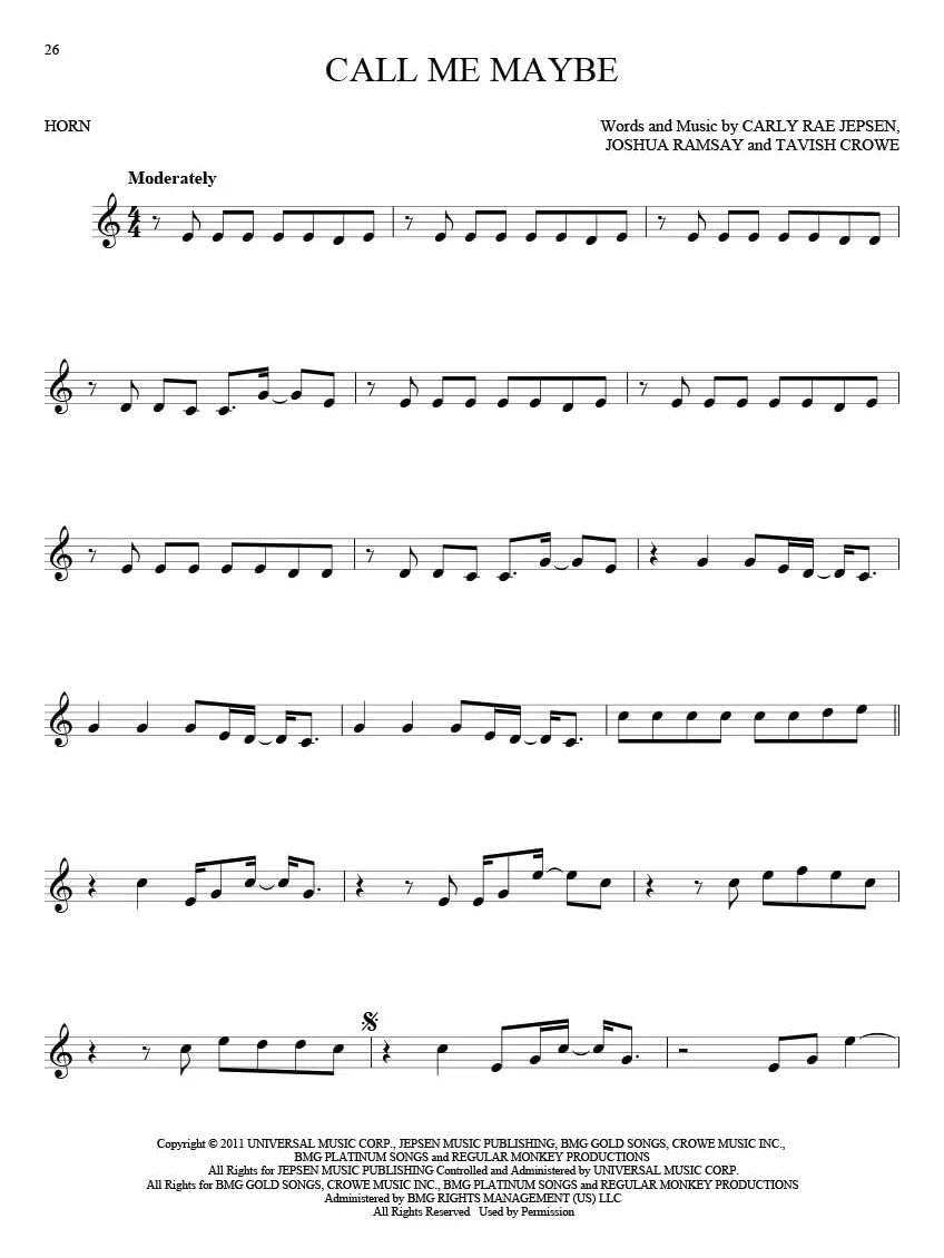 101 hit songs - for french horn - cor d'harmonie: For Horn