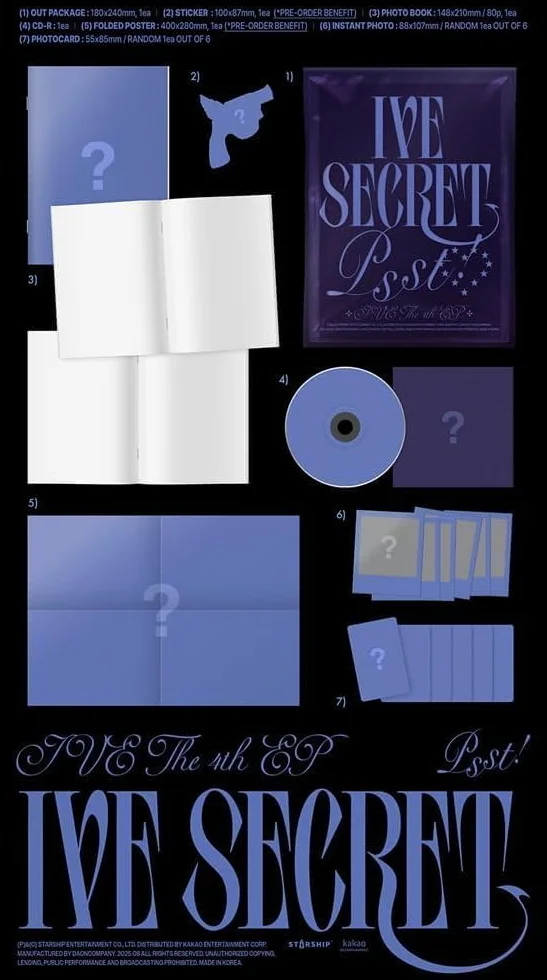 IVE [IVE SECRET] 4th EP Album/CD + fotoksiążka + kartka + plakat + POB + prezent K-pop zapieczętowany (zestaw 3) + dodatkowe fotoksiążki
