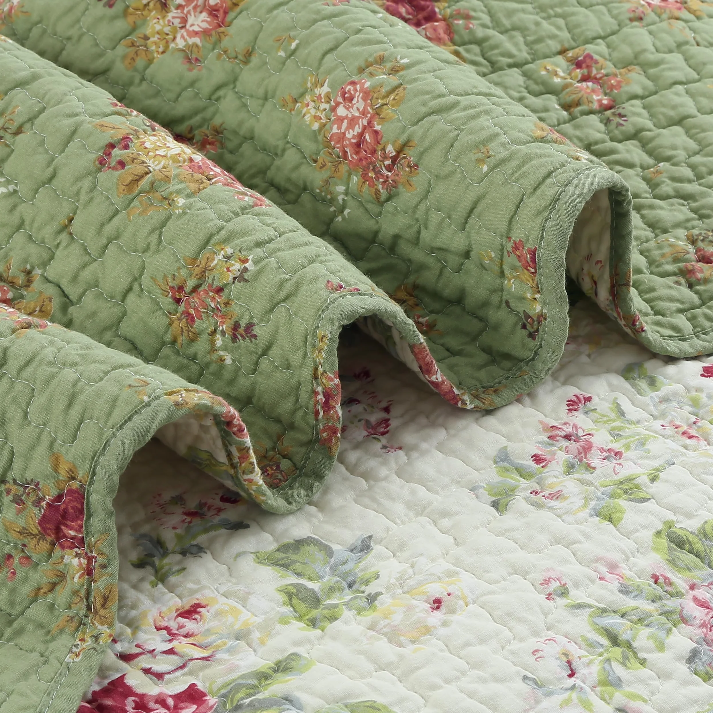 Cozy Line Home Fashions Vintage kwiatowa pikowana narzuta, 100% bawełna, dwustronna, całoroczna narzuta (kwiat)