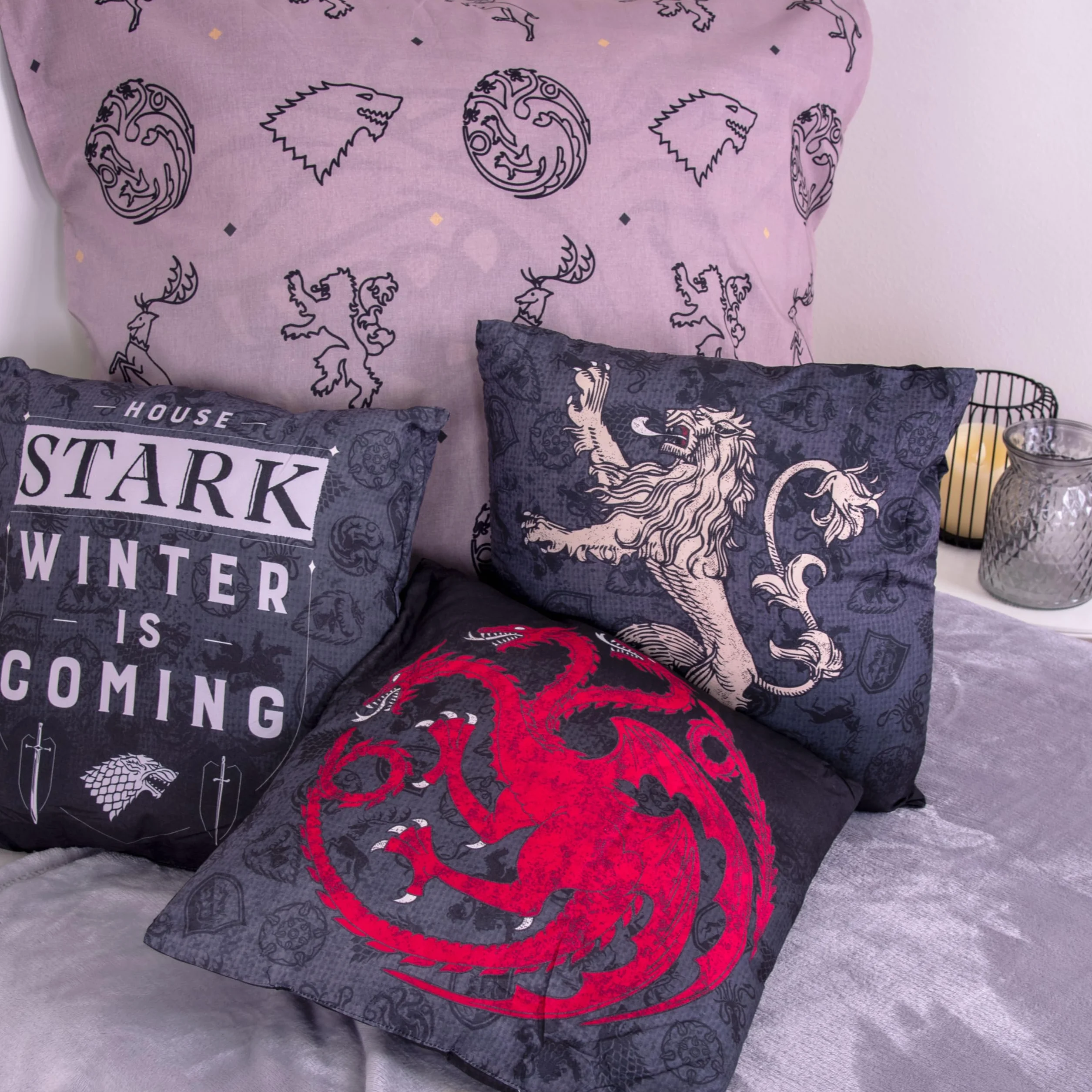 Zestaw 3 poduszek dekoracyjnych Game of Thrones, ok. 40 x 40 cm, 100% poliester