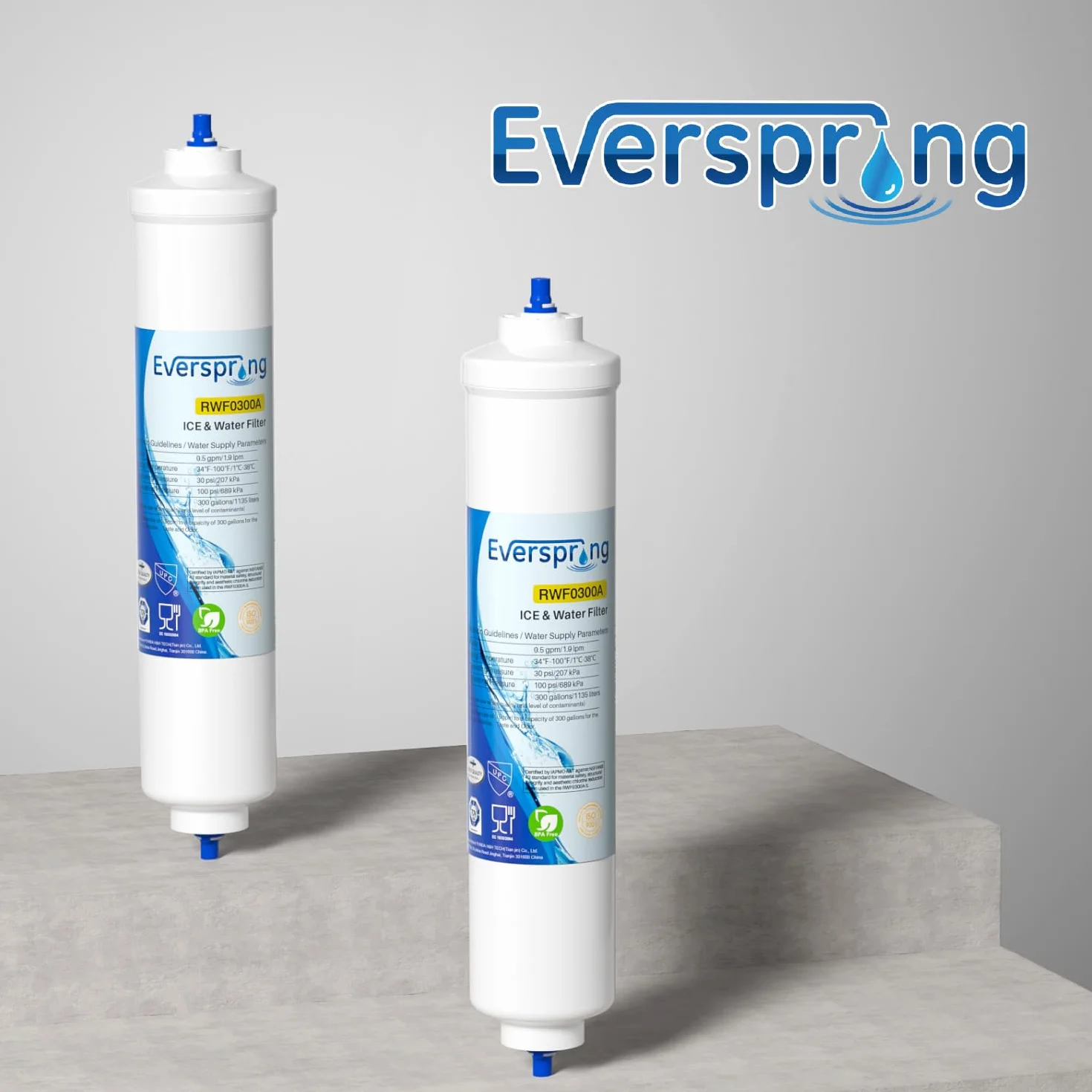 EVERSPRING Filtr wody do lodówki Kompatybilny z Samsung DA29-10105J, DA99-02131B, 2 sztuki