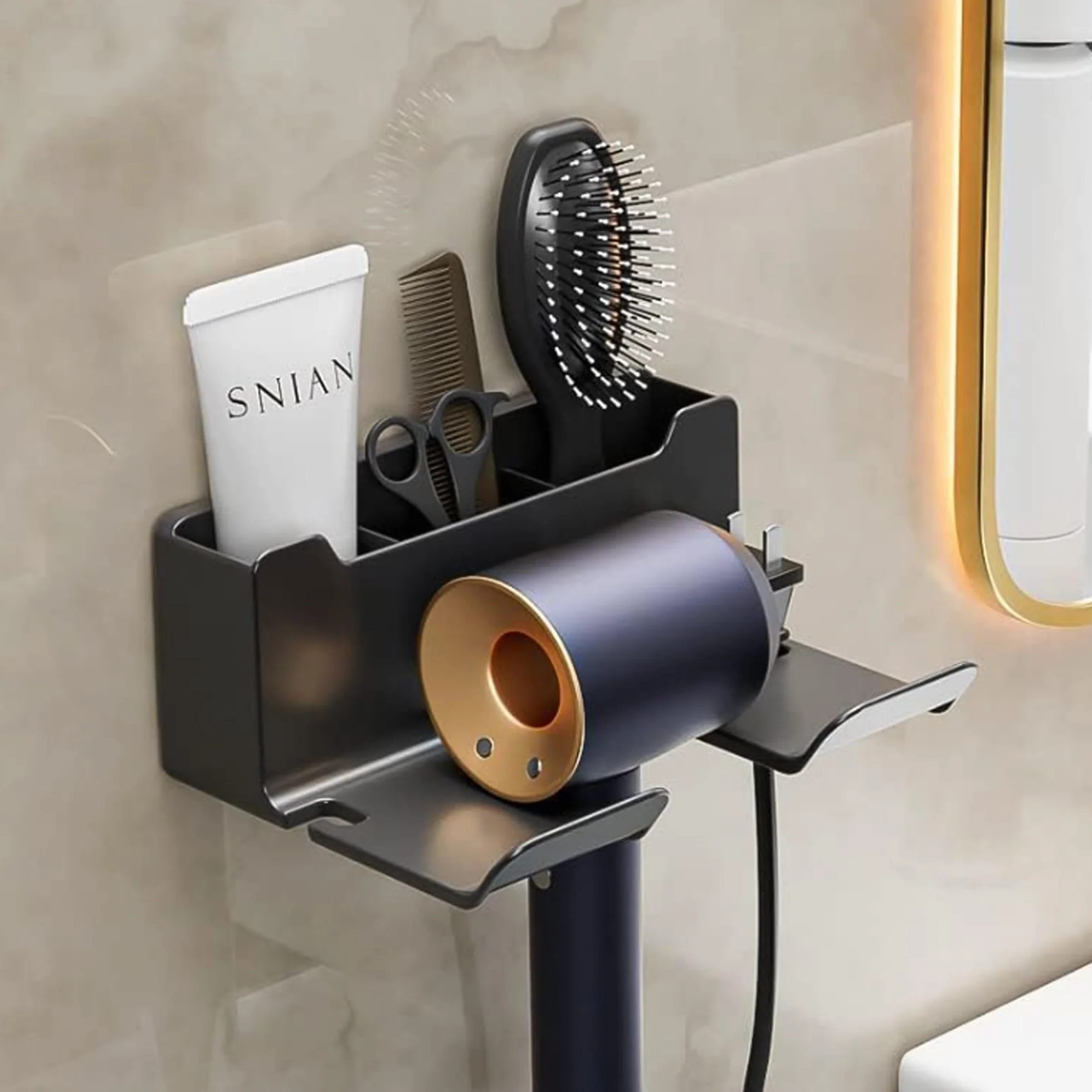 Aluminiowy Uchwyt na Suszarkę do Włosów Naścienny Spiralny Stojak Organizer do Łazienki