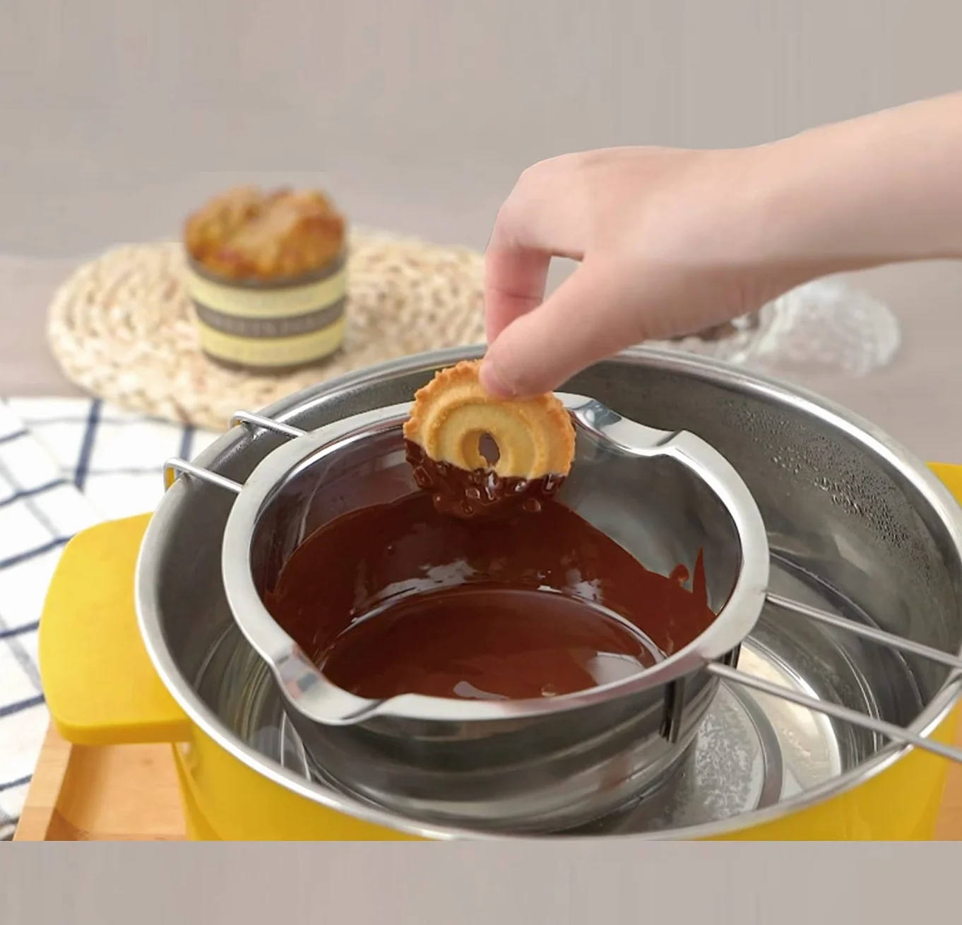Tygiel ze stali nierdzewnej 304 600 ml podwójny garnek do topienia czekolady wosku cukierków świec