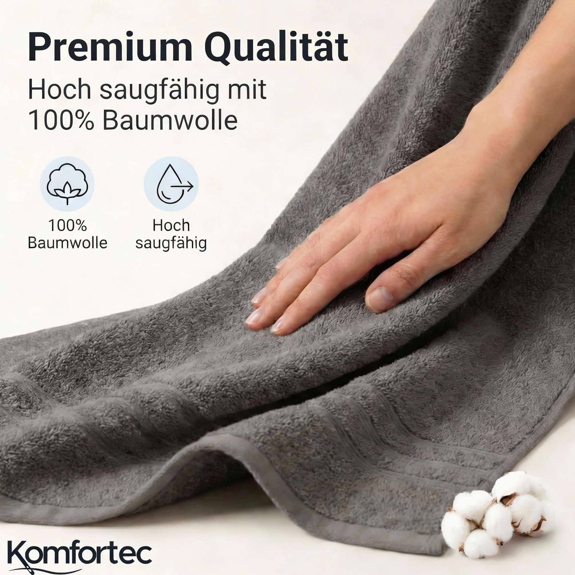 Komfortec Zestaw 2 ręczników do sauny, 80 x 200 cm, ze 100% bawełny, do sauny, miękki, duży, frotte, szybkoschnący, antracytowo-szary