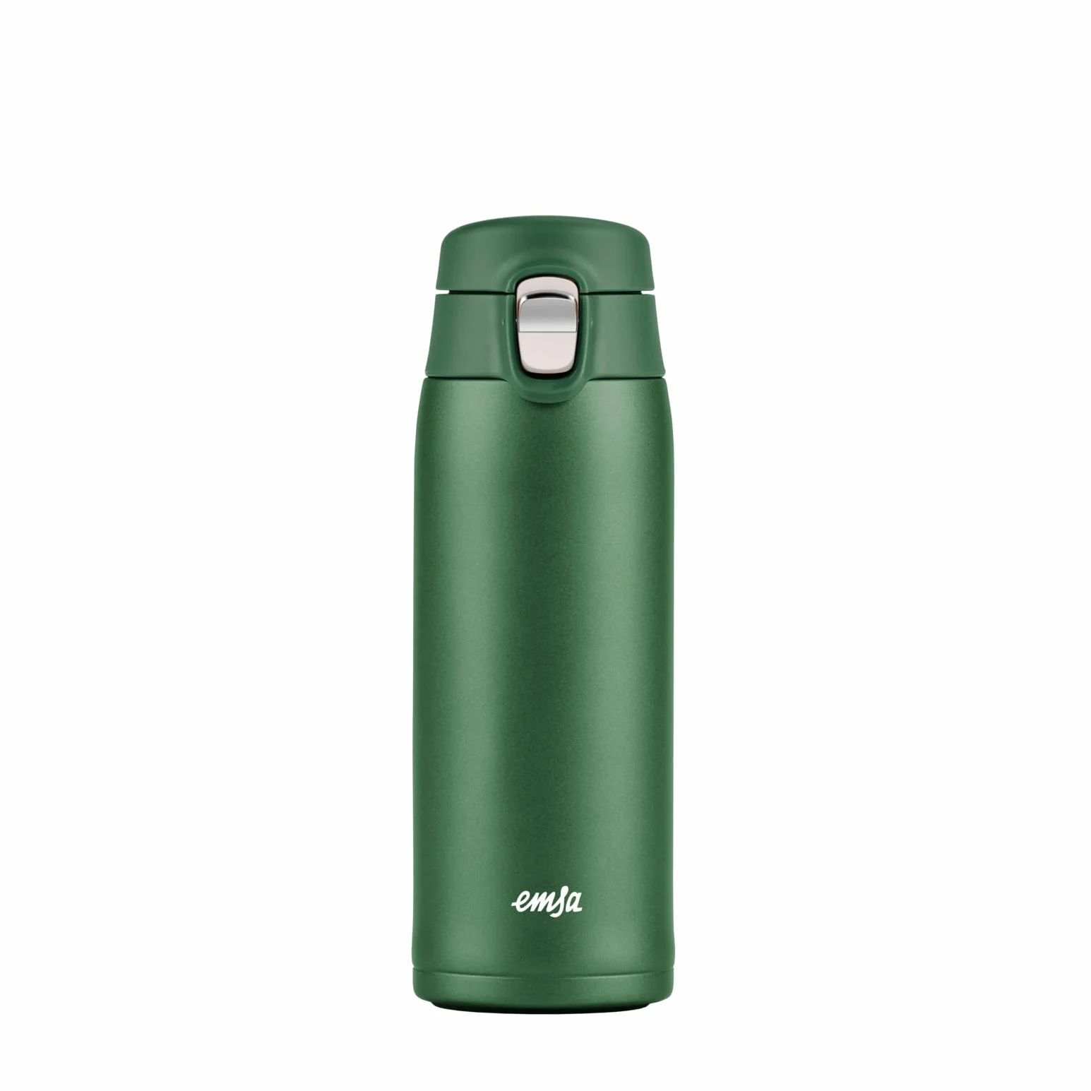 Emsa N21519 Travel Mug Light kubek termiczny, pojemność: 0,4 l, bardzo smukły format, lekki, stal nierdzewna, system zamykania, 100% szczelności, 8 h gorący/zimny przez 16 h, bez BPA, zielony