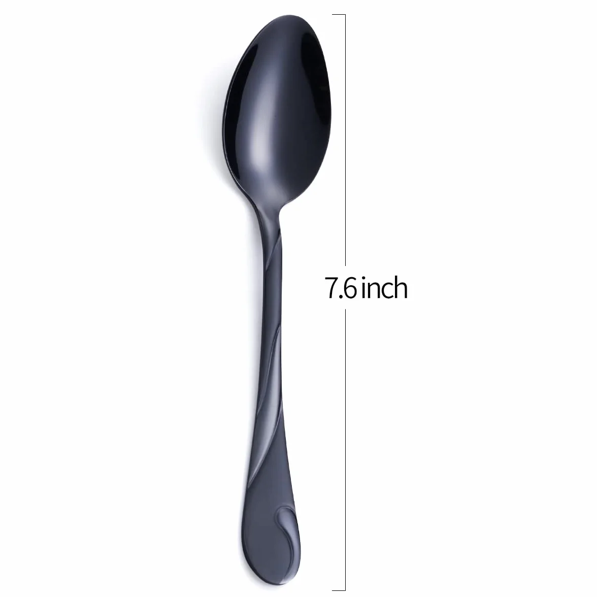 Czarny zestaw łyżeczek obiadowych, Seeshine 19 cm, stal nierdzewna, błyszcząca, czarna, zupa, łyżka, srebrna, zestaw 6 sztuk