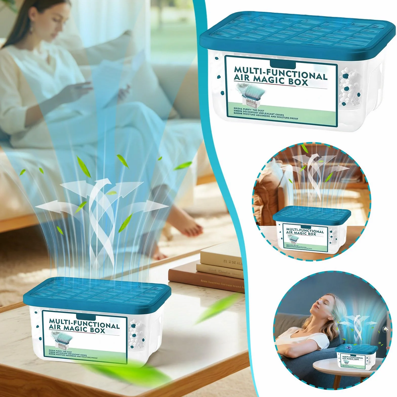 Magic Box wielofunkcyjne urządzenie do oczyszczania powietrza do domu, oczyszczanie powietrza, usuwanie kurzu, długotrwała świeżość, oczyszcza powietrze, do salonu, sypialni, kuchni (3 szt.)