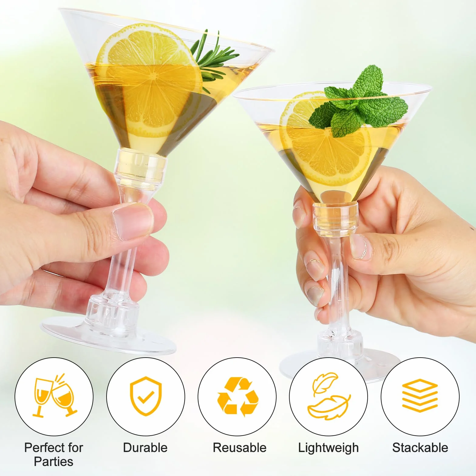 Martini plastikowe słoiki wielokrotnego użytku 150 ml zestaw 30 sztuk przezroczyste kieliszki z trzonkiem