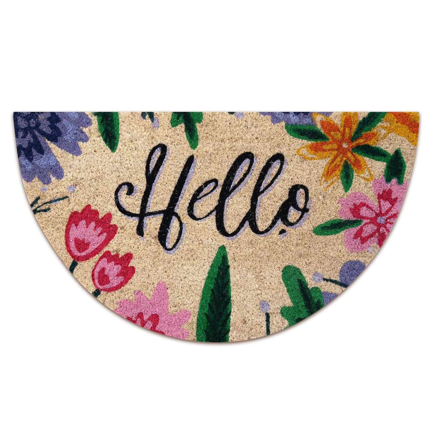 Wycieraczka z włókna kokosowego Hello 40x70 cm zewnętrzna pod drzwi wejściowe Półksiężyc