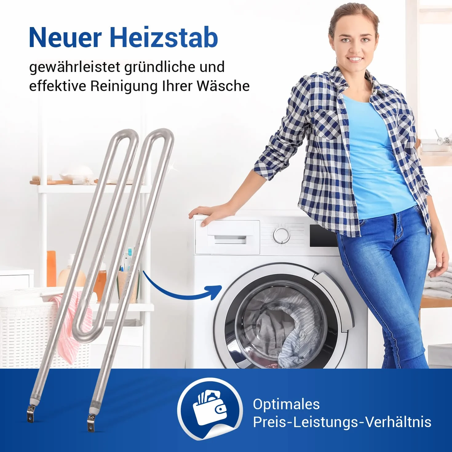 VIOKS Element grzejny 230 V 2100 W zamiennik pręta grzewczego Miele 6260482 6260483 6260485 i pręt grzewczy IRCA 4043769 - ogrzewanie 230 V pręt grzejny zamiennik do pralek