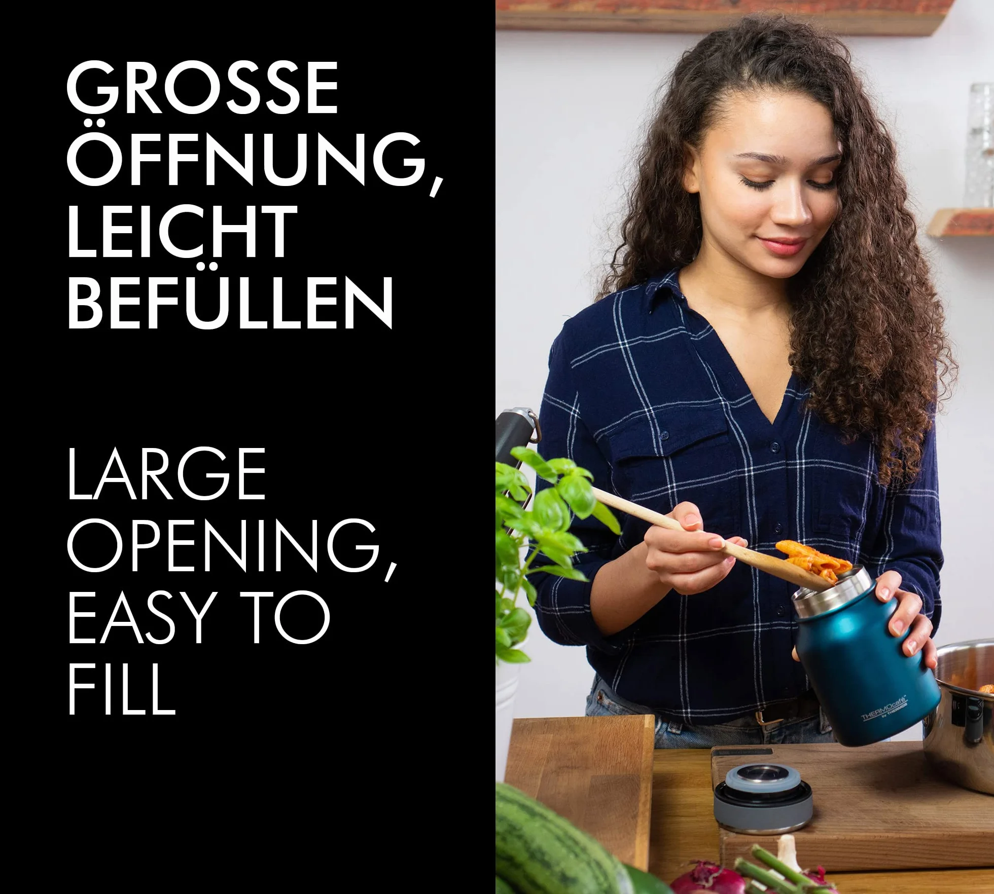 TC FOOD JAR 0,50 l, teal mat, pojemnik termiczny na jedzenie ze stali nierdzewnej, 9 h gorący/14 h zimny, pojemnik na lunch, izolowane naczynie na zupę, musli, by THERMOS, do zmywarki, kubka ze stali
