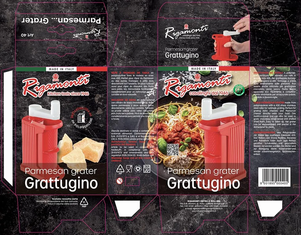 Rigamonti Tarka stołowa „Parmesan Tarka” - ręczna tarka do parmezanu, grany i dojrzewanego sera - łatwa w użyciu i czyszczeniu - pojedyncze pudełko