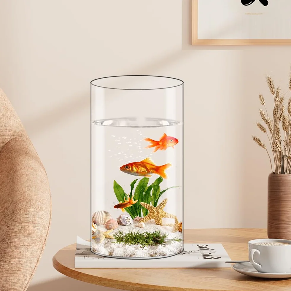 Olrla Zestaw 2-częściowy przezroczysty akrylowy wazon na kwiaty 25 x 12 cm i 20 x 10 cm, nietłukący się plastikowy wazon cylindryczny do aranżacji kwiatów, dekoracji ślubnych, DIY