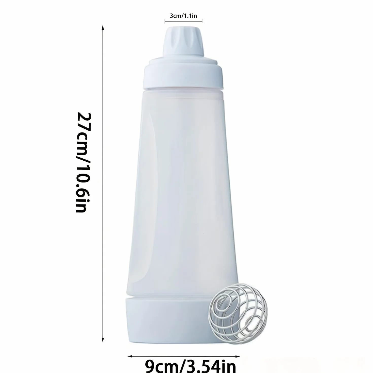 Dozownik do ciasta ze skalą, dozownik do ciasta o pojemności 1000 ml z trzepaczką BlenderBall, do naleśników, gofrów, muffinek lub pączków (biała)