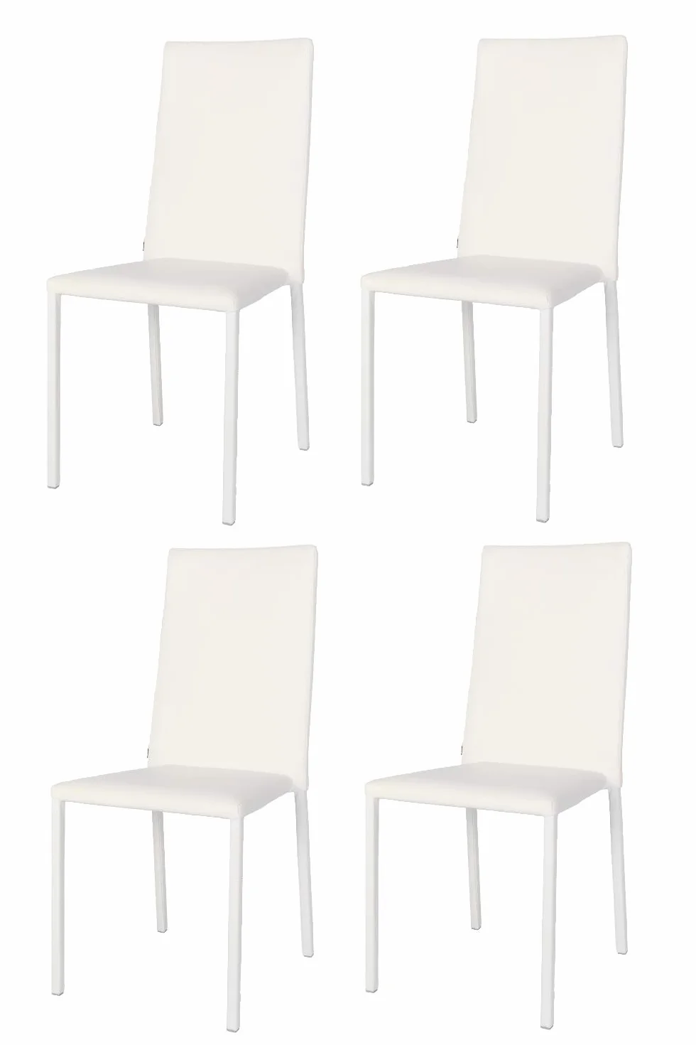 t m c s Tommychairs zestaw 4 krzeseł do układania w stosy Julia do kuchni barowej i jadalni, wytrzymała, wyściełana stalowa rama i wyłożona sztuczną skórą w kolorze białym