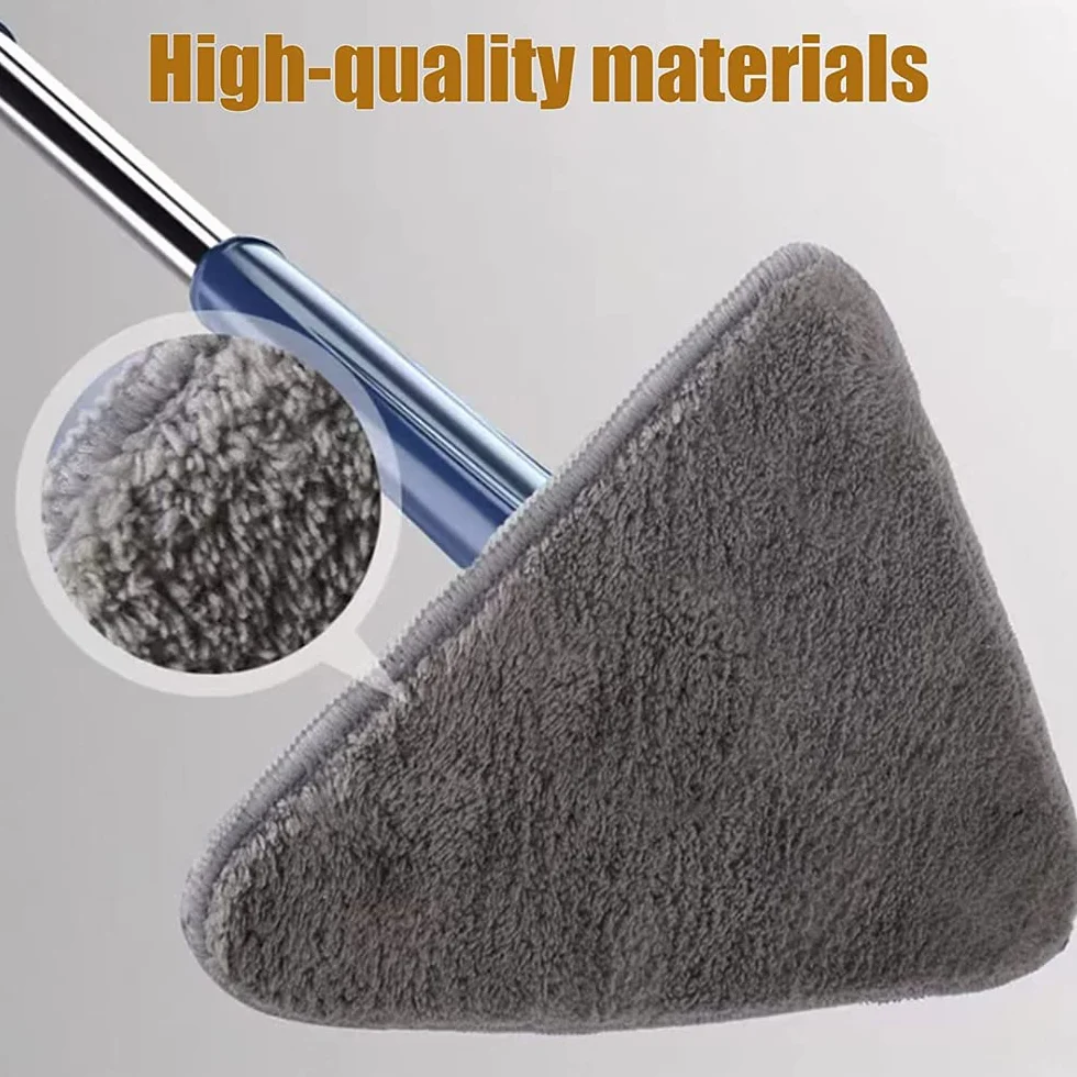 Obrotowy, regulowany mop do czyszczenia 360 °,nowy trójkątny mop do czyszczenia z funkcją automatycznego wyciskania wody,wielofunkcyjny wysuwany mop do czyszczenia ścian,mokry i suchy (Niebieski)