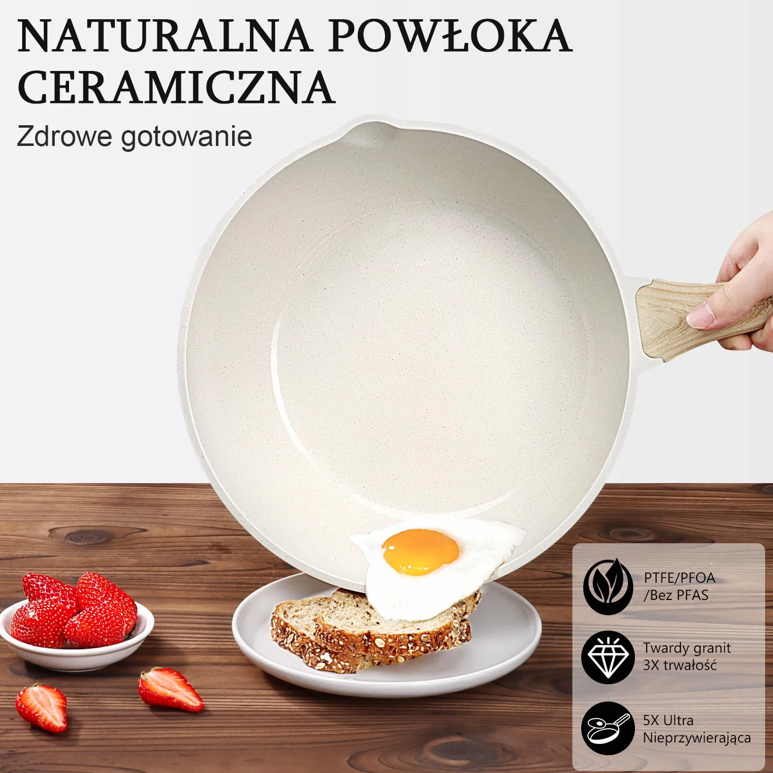 GiPP Patelnia do duszenia o wysokości 24 cm, z pokrywką, nieprzywierająca 2,5 l, patelnia 24 cm, z pokrywką, do wszystkich rodzajów kuchenek, biała