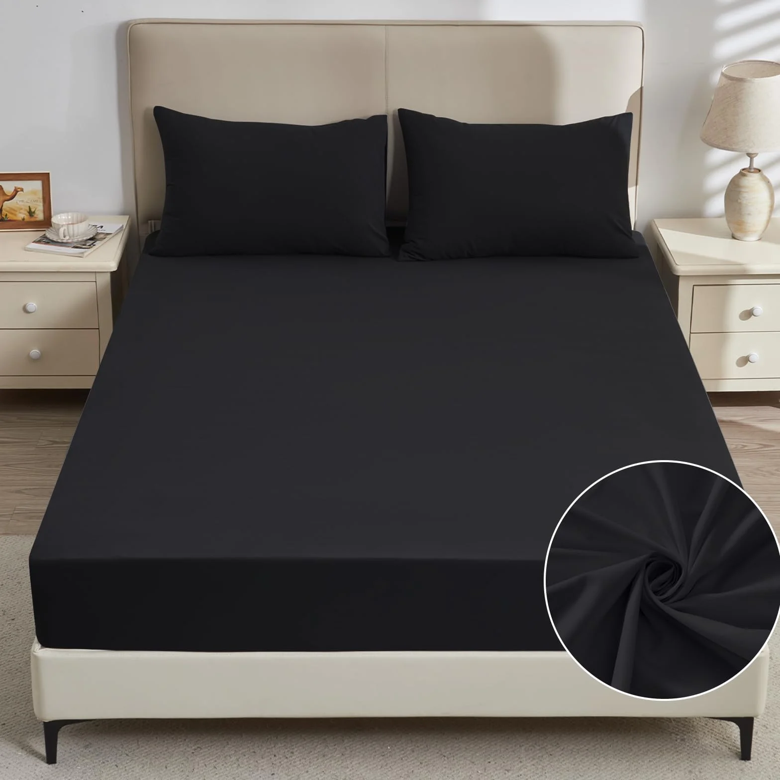 Ochraniacz na materac 90 x 200 cm, wodoszczelny, ochrona materaca, oddychająca, na materac do 30 cm, podkładka przeciw nietrzymaniu moczu, nadaje się do prania, ochrona przed wilgocią, czarna