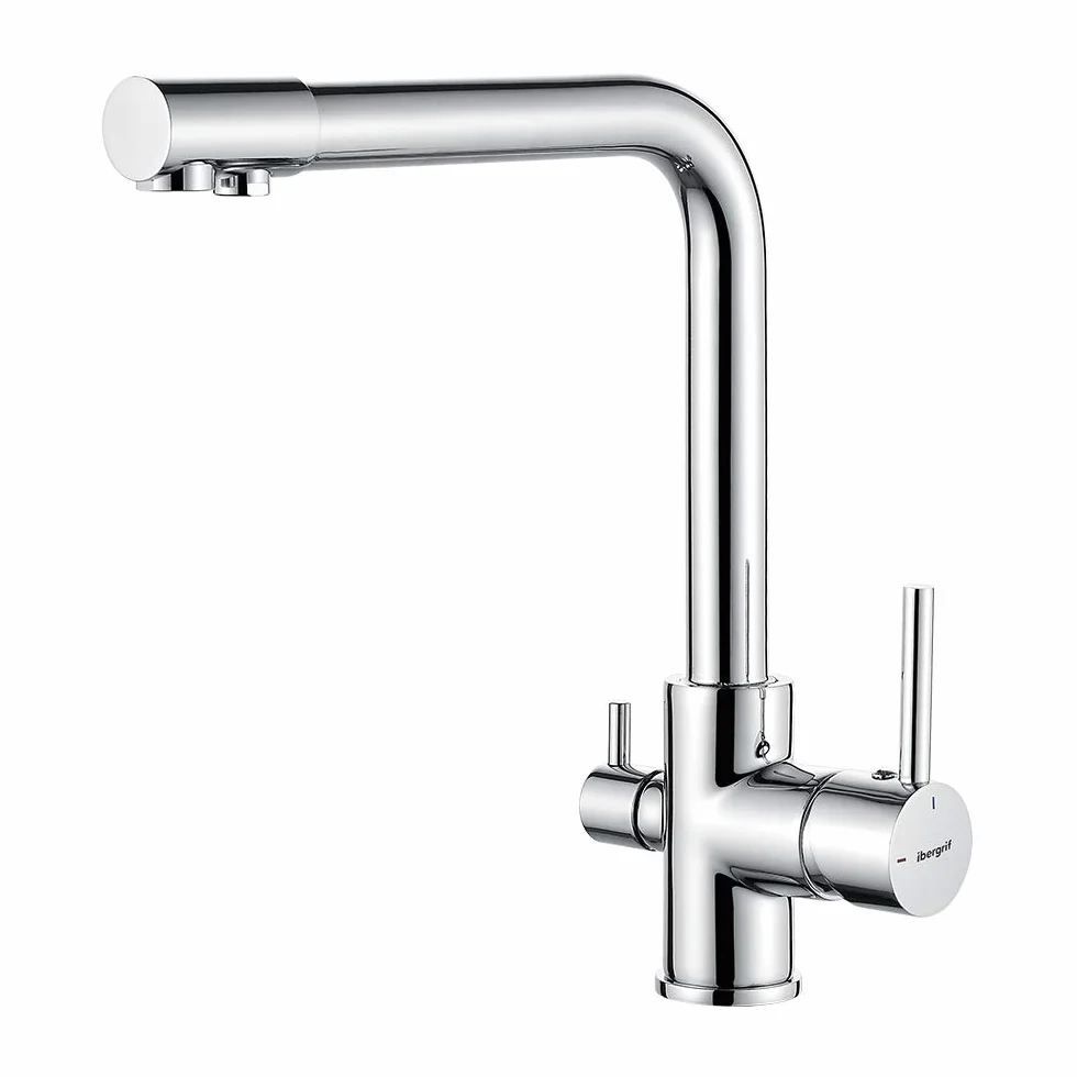 Ibergrif M22109 Kuchnia Grifry 3 Way Osmoza, Kran do Monomando, Chrome, Silver