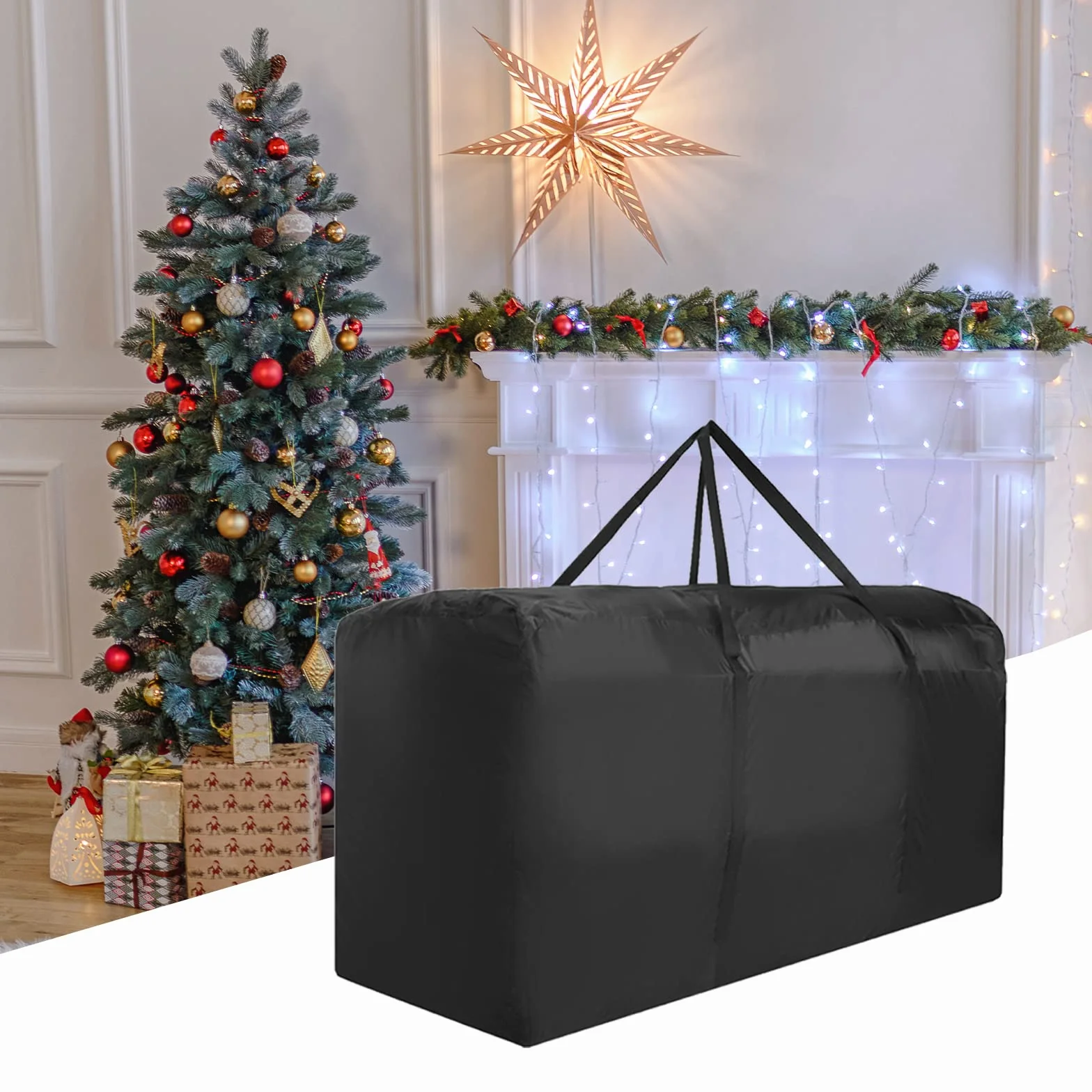 Torba do Przechowywania Choinek 12 Stóp Wytrzymała Podwójny Zamek 173x76x51 CM