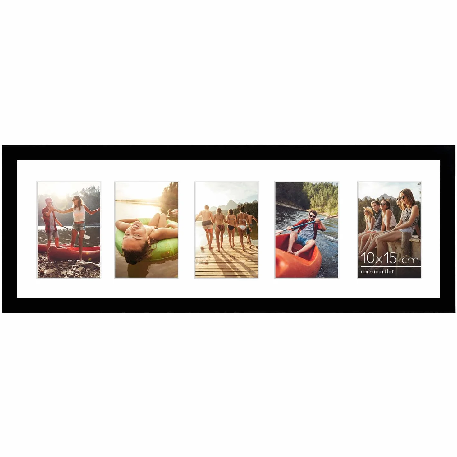 Americanflat ramka kolaż 20 x 61 cm panoramiczna multiramka na 5 zdjęć 10 x 15 cm ze szkłem odpornym na stłuczenie