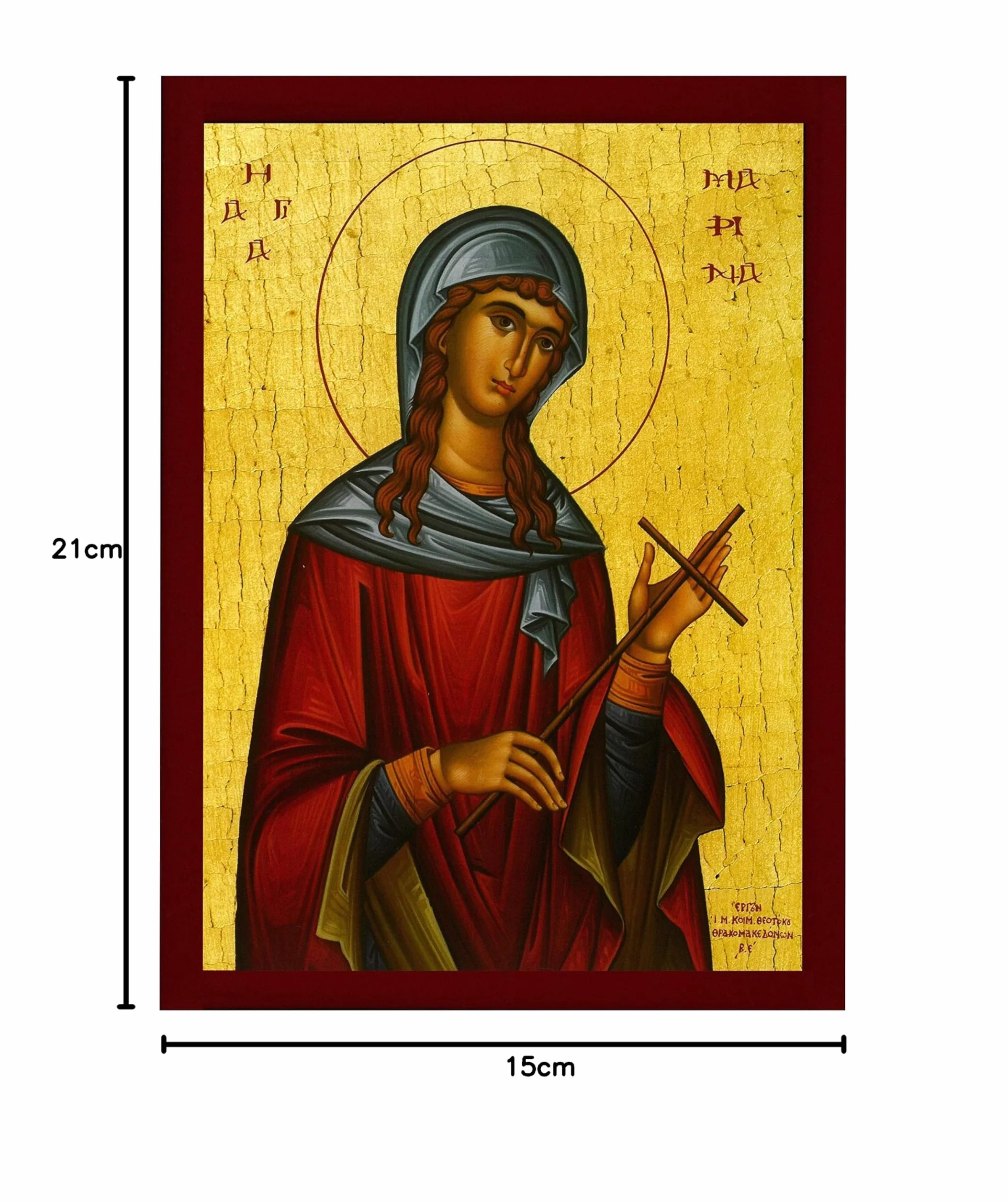 Ikona Saint Marina, ręcznie robiona grecka prawosławna ikona św. Mariny Antiochii Męczennika, sztuka bizantyjska wisząca na ścianie, prezent religijny