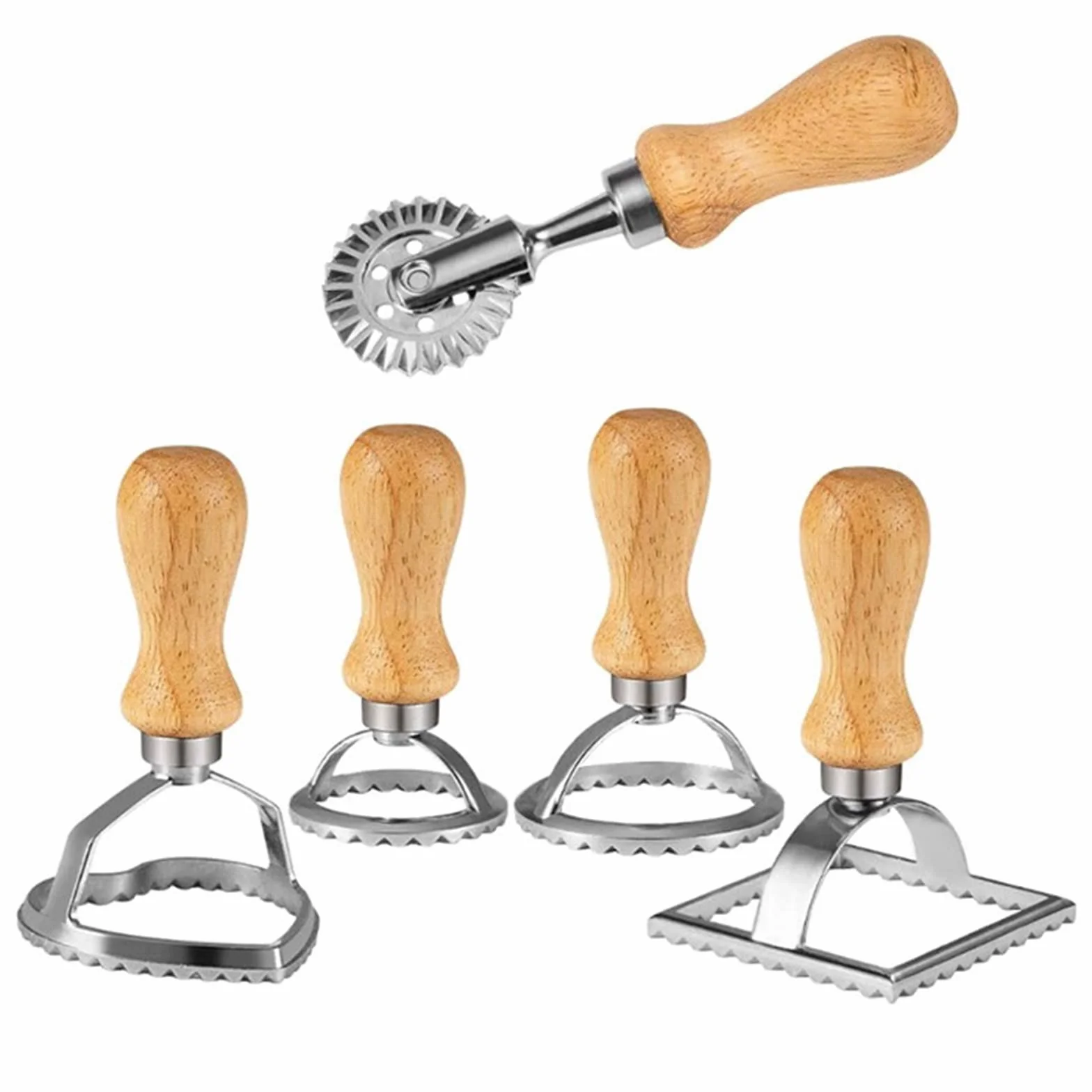 Zestaw 5 foremek do wycinania ravioli, foremki do ciasta, ravioli, foremka do pierogów, kwadratowa, okrągła forma do ravioli w kształcie serca, do makaronu