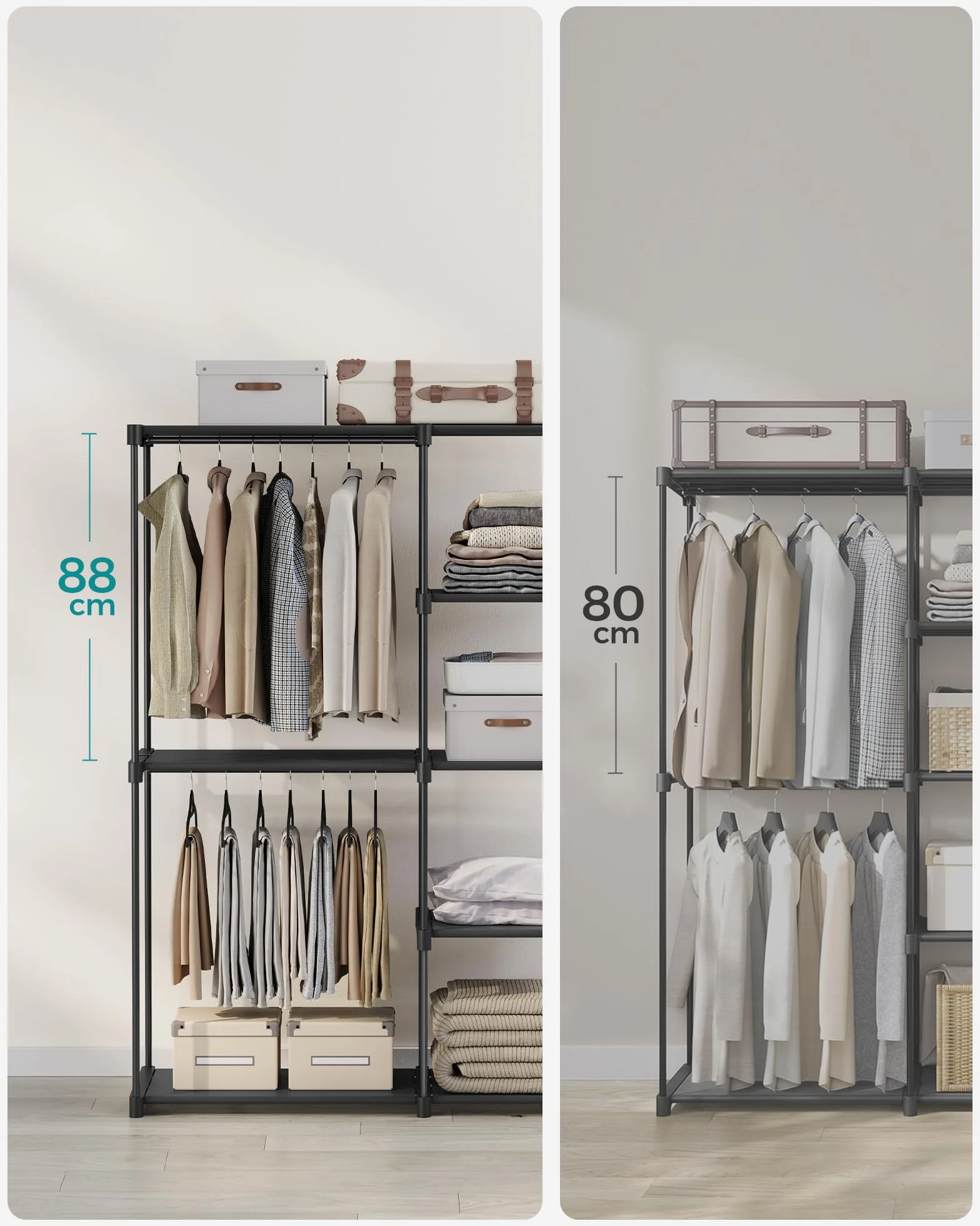 SONGMICS Otwarta szafa wolnostojąca 43 x 124 x 182 cm czarny RYG026B02