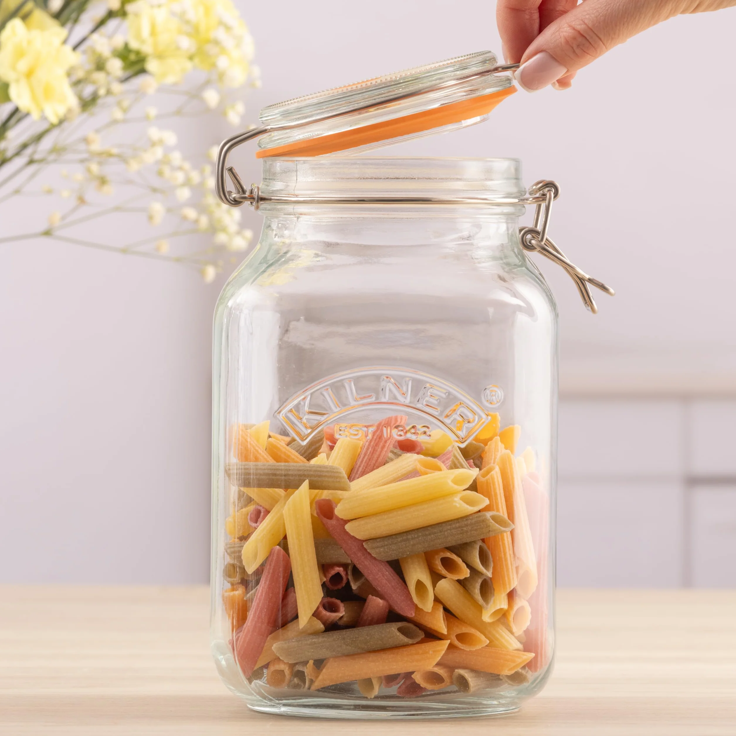 Kilner 25.513 kwadratowy słoik z klipsem na górę, 2 l, słoik na przetwory, słoik do przechowywania, słoik na dżemy z pokrywką Cliptop