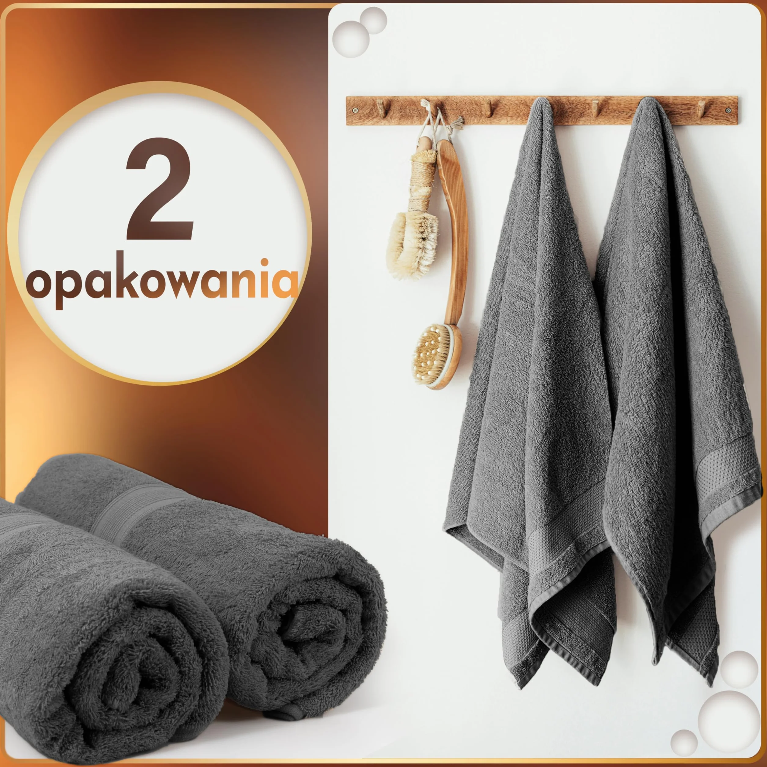 NatureMark Ręcznik do sauny 100% bawełna 80 x 200 cm antracyt szary
