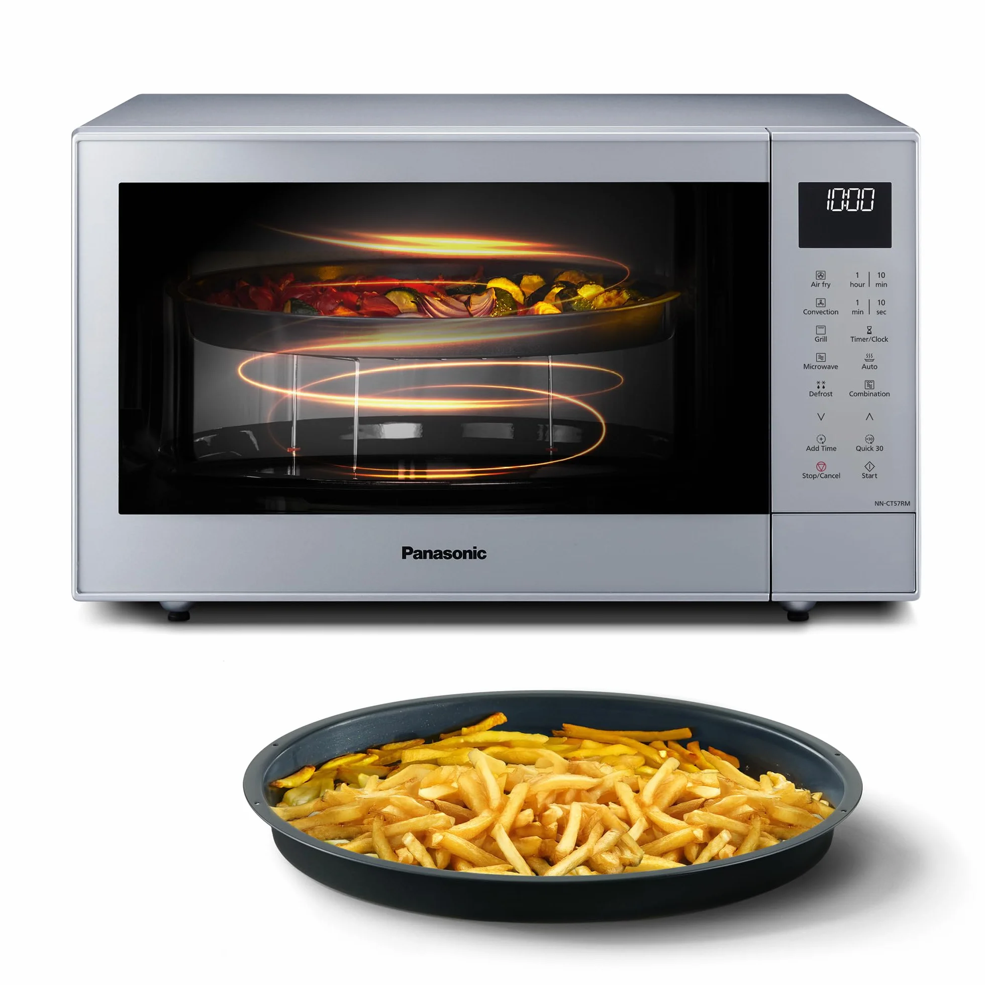 Panasonic NN-CT57RMEPG 27L 4-w-1 kuchenka mikrofalowa kombinowana falownik z frytkownicą powietrzną, 1000 W, 19 programów samochodowych, grill konwekcyjny, kompaktowa konstrukcja, oszczędność miejsca