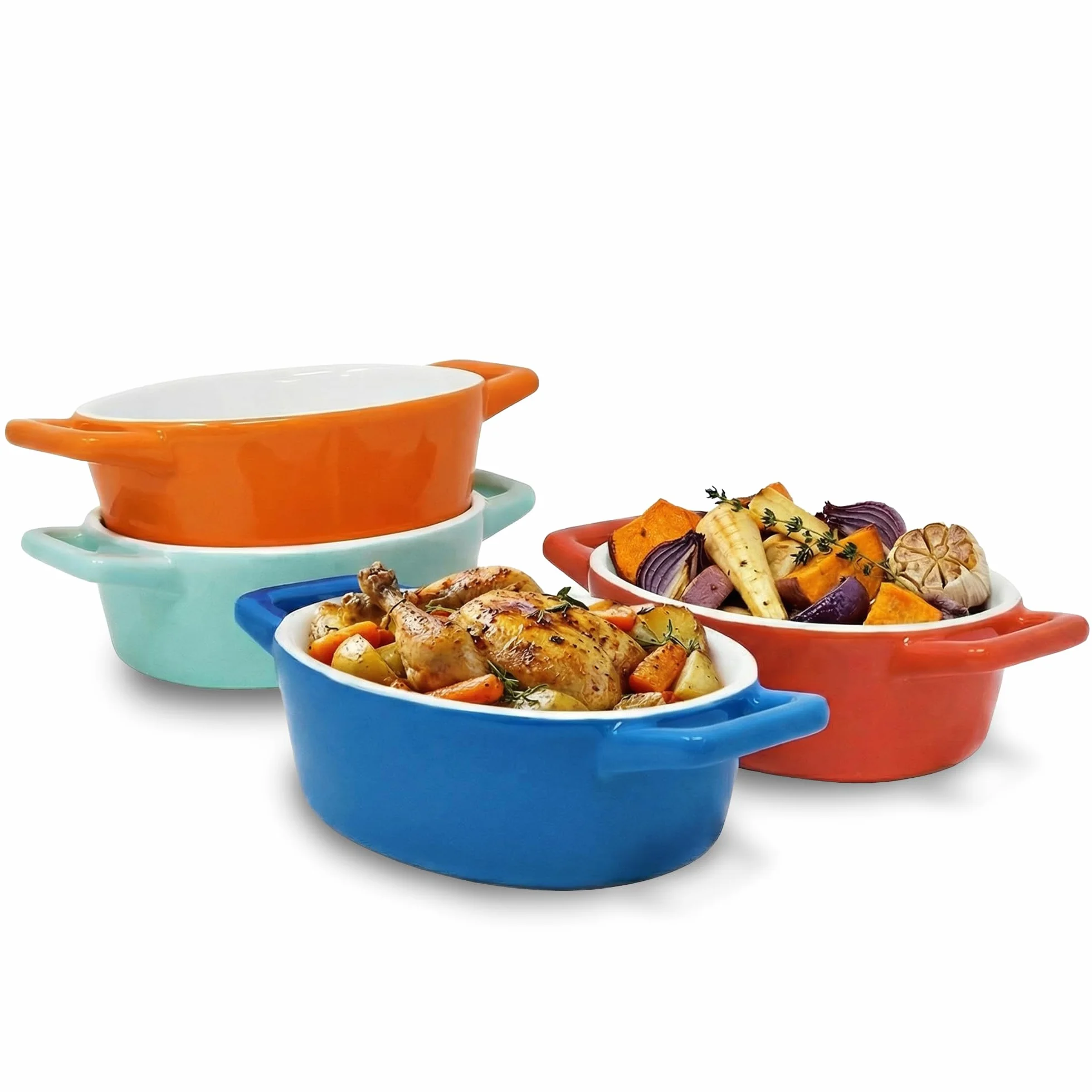 Joeji's Kitchen Zestaw 4 naczyń ceramicznych - idealnych do gotowania zapiekanek lasagne i terrine w kamionce - małe indywidualne naczynie do piekarnika