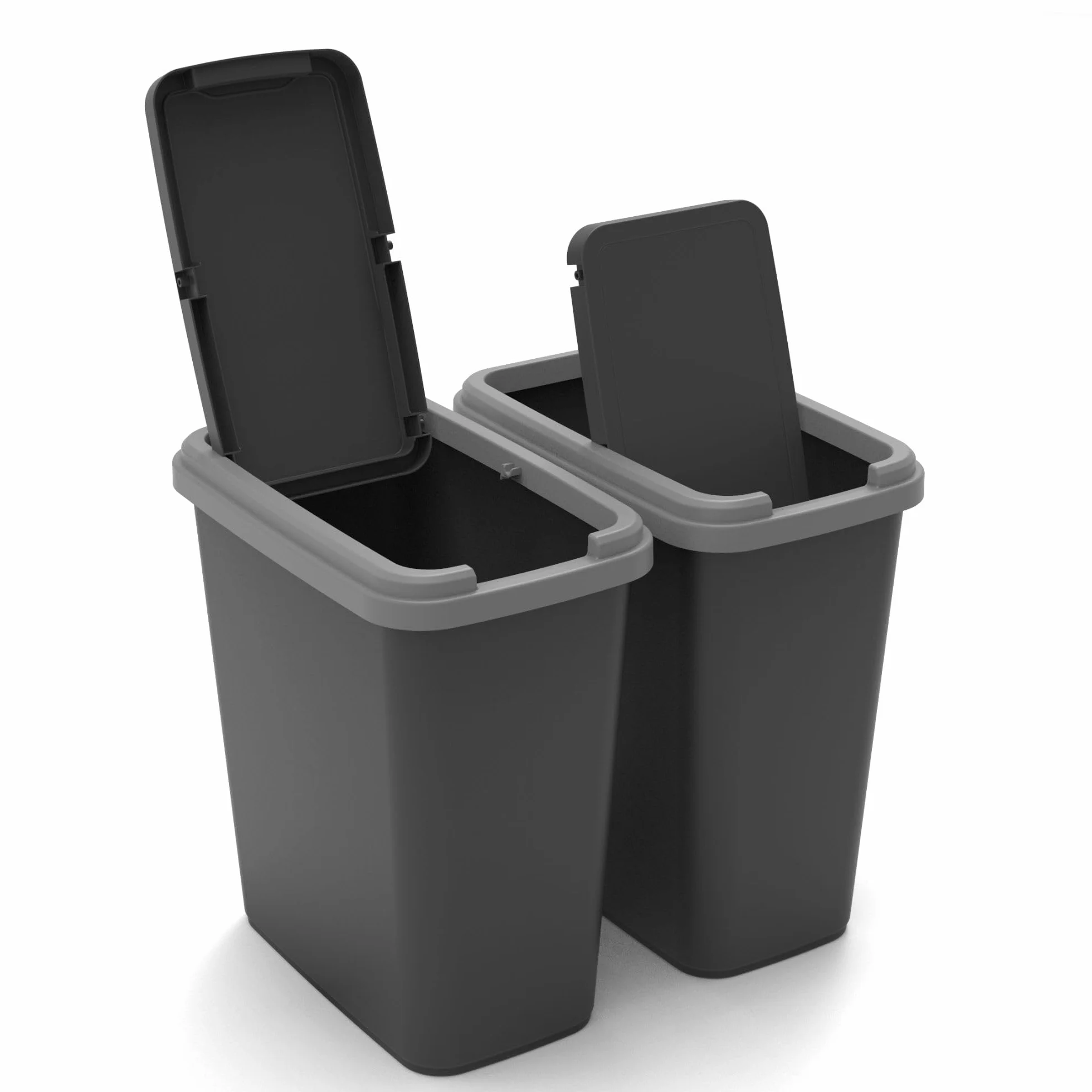 Sundis Green Bin kosz na śmieci do sortowania, 25 l, wewnętrzny, prostokątny, z tworzywa sztucznego pochodzącego z recyklingu, pokrywa na bujane lub stałe, z naklejkami do kuchni, biura, pralni,