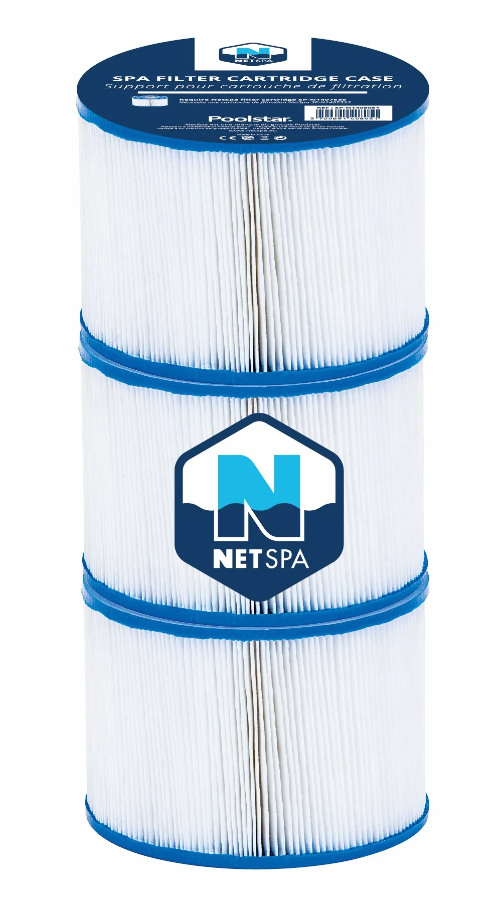 N NETSPA - SP-N1407535 - Zestaw 3 filtrów do spa – do oczyszczania i utrzymania jakości wody w spa – kompatybilne z modelami od 2017 roku – Ø 10,4 cm x wys. 8 cm – 150 fałd