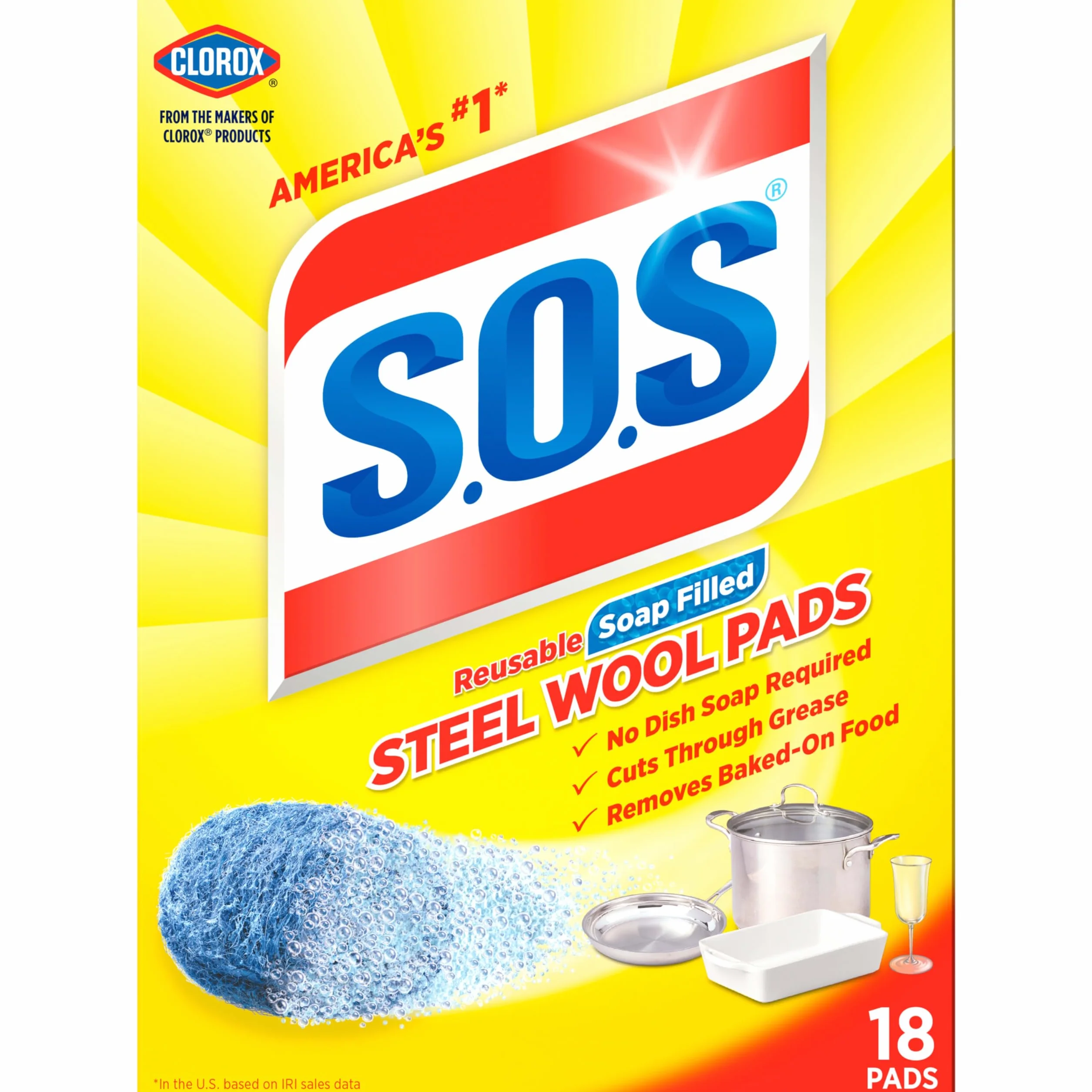 S.O.S. Podkładki mydlane ze stali nierdzewnej, 18 sztuk (opakowanie 12 sztuk) by S.O.S.