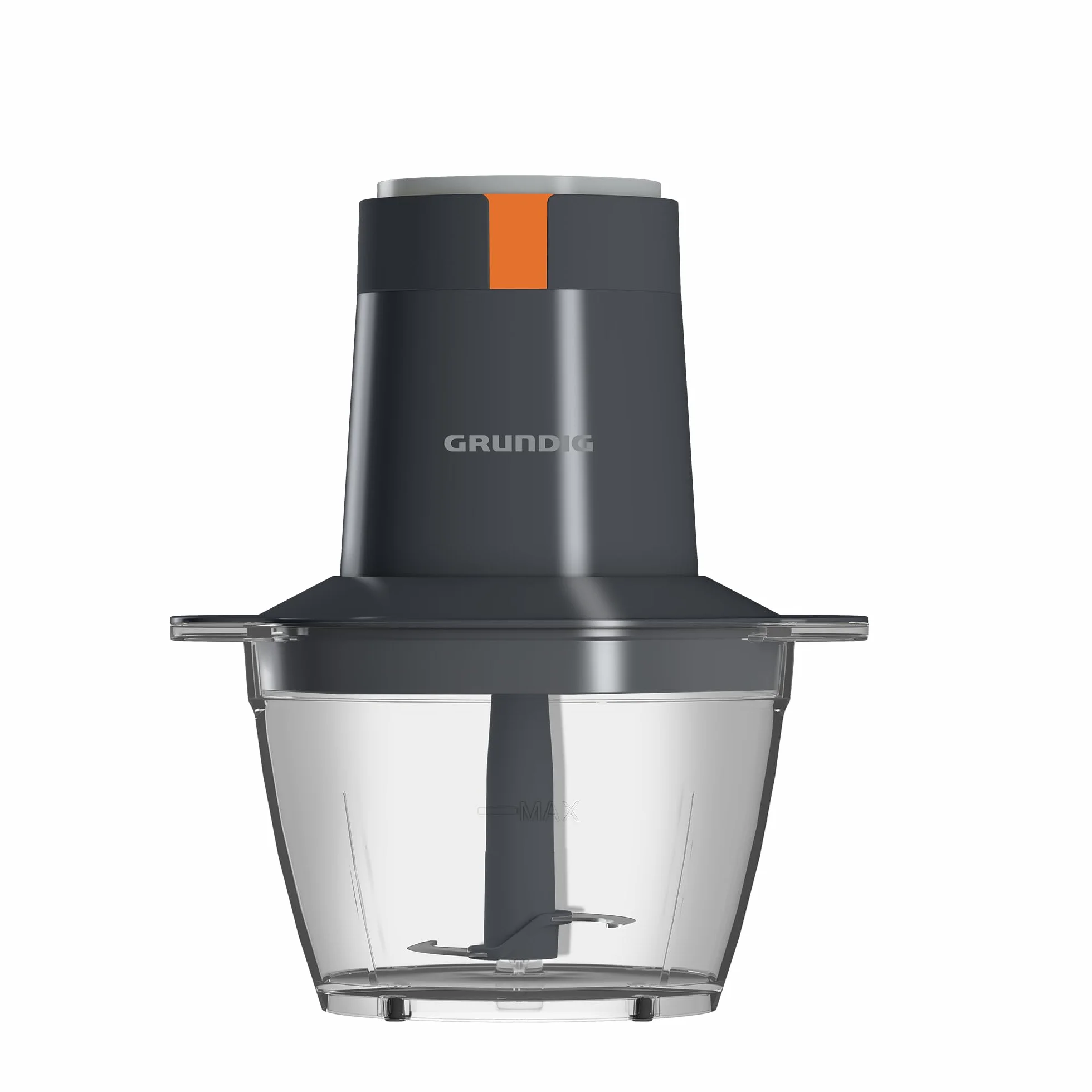 Grundig CH 5320 rozdrabniacz, 500 W, 2 noże ze stali nierdzewnej, szklany pojemnik 0,5 l, 2 stopnie, podkładka antypoślizgowa, obsługa jedną ręką, blokada bezpieczeństwa, szara/terakota