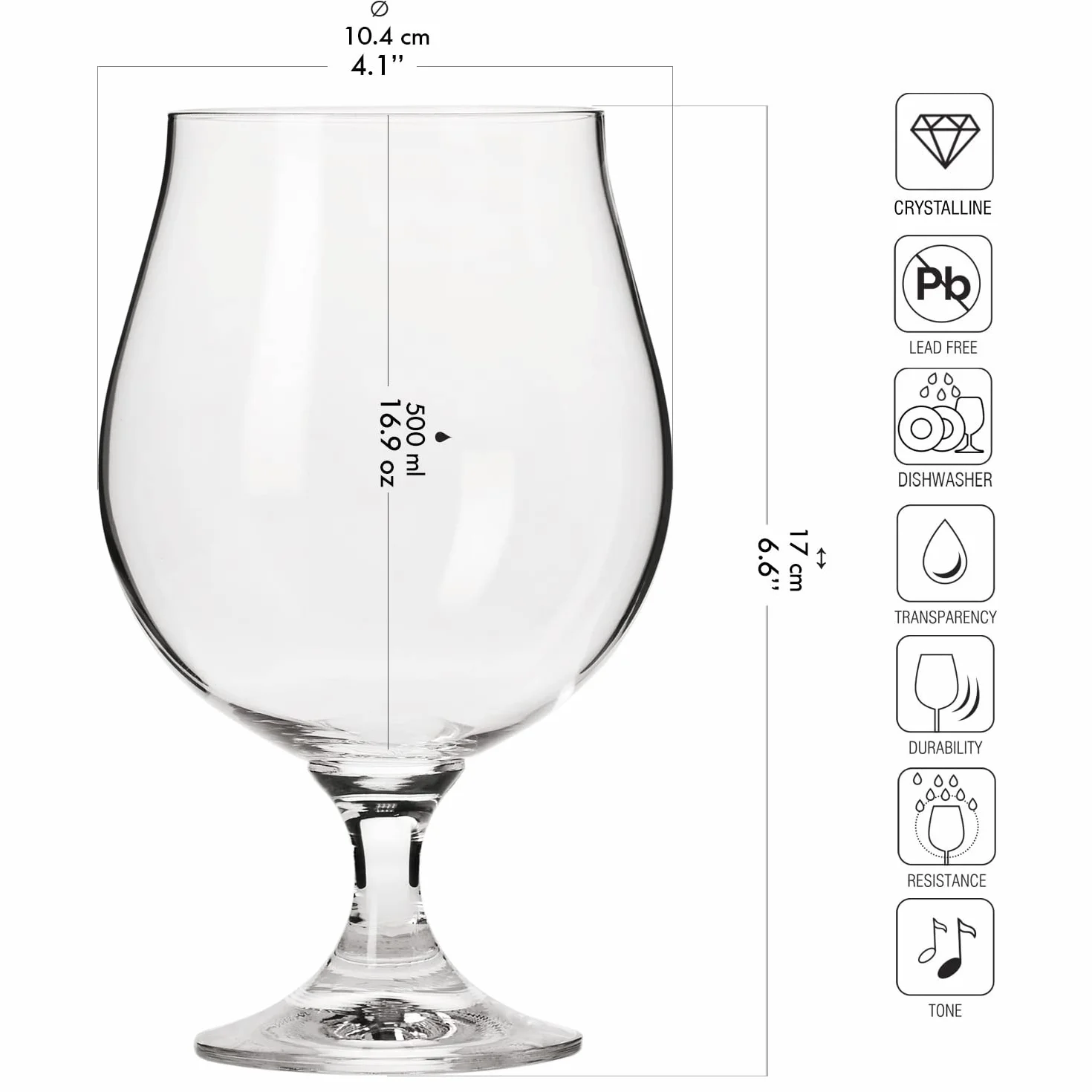 KROSNO Zestaw 6 Szklanek do Degustacji Piwa 420 Ml 500 Ml Kolekcja Brewery