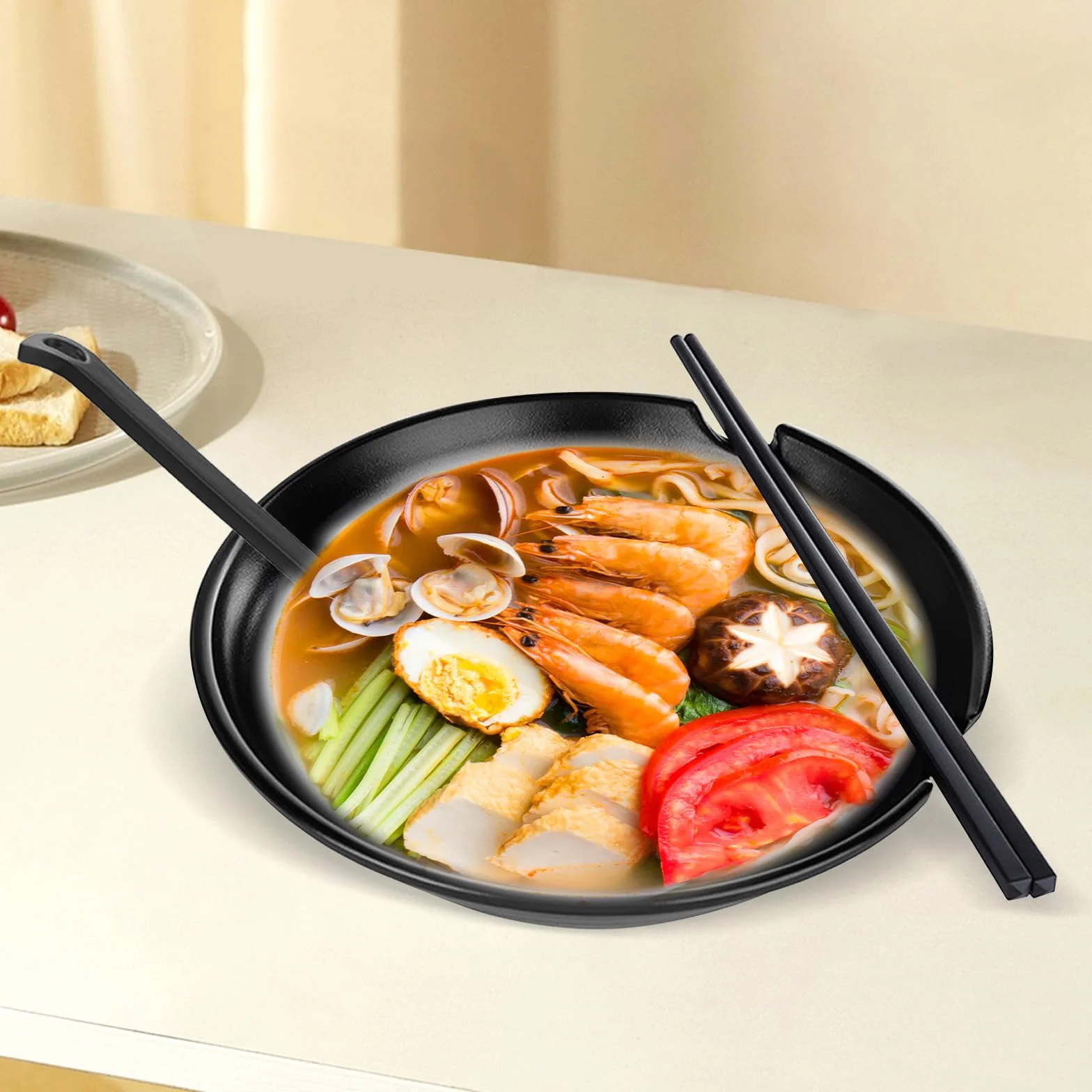 Zestaw 2 Japońskich Misek do Ramenu, 1000 ml, Klasy Premium, Antypoślizgowe Miseczki z Łyżeczką i Pałeczkami, Azjatyckie Naczynia do Makaronu i Udon