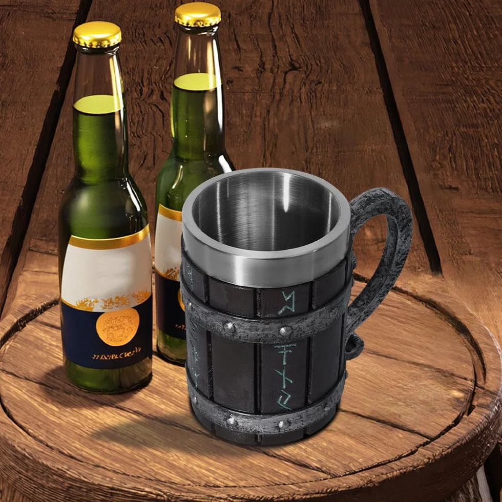 Drewniany kufel do piwa 600 ml Vintage średniowieczna tawerna