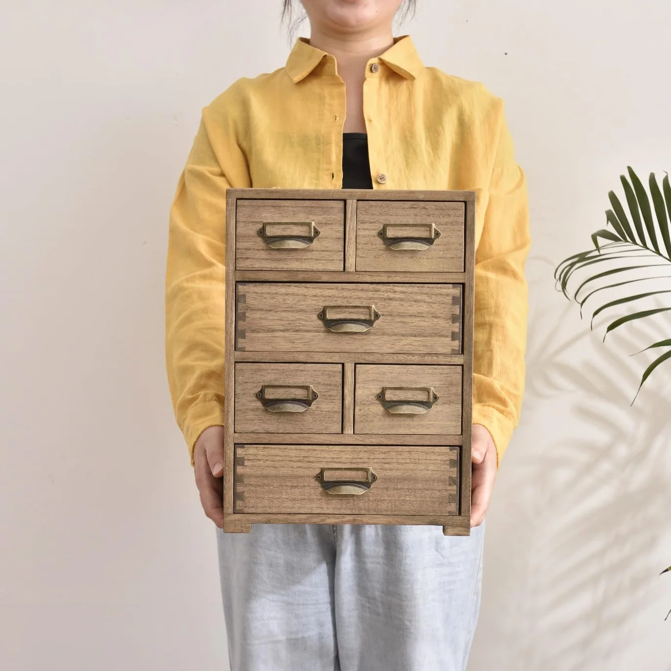 KIRIGEN Organizer na biurko, szufladę, 6 szuflad, mini pudełko z uchwytem na etykiety, do domu, biura, na biurko, organizer i przechowywanie w stylu vintage
