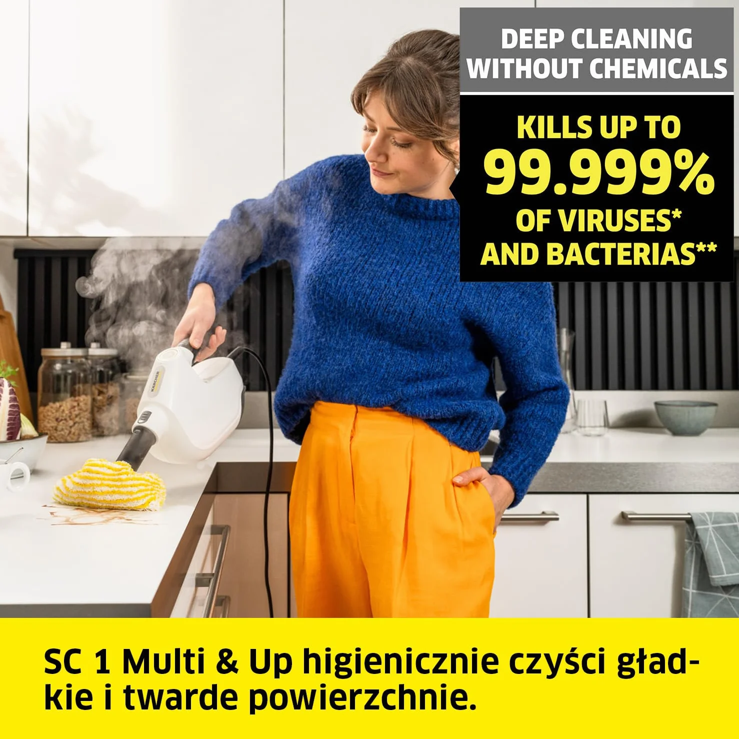 Kärcher Parownica SC 1 Multi & Up, czas nagrzewania: 30 s, moc grzewcza: 1300 W, moc powierzchniowa: 30 m², zbiornik: 200 ml, idealnie dopasowana do indywidualnych wymagań